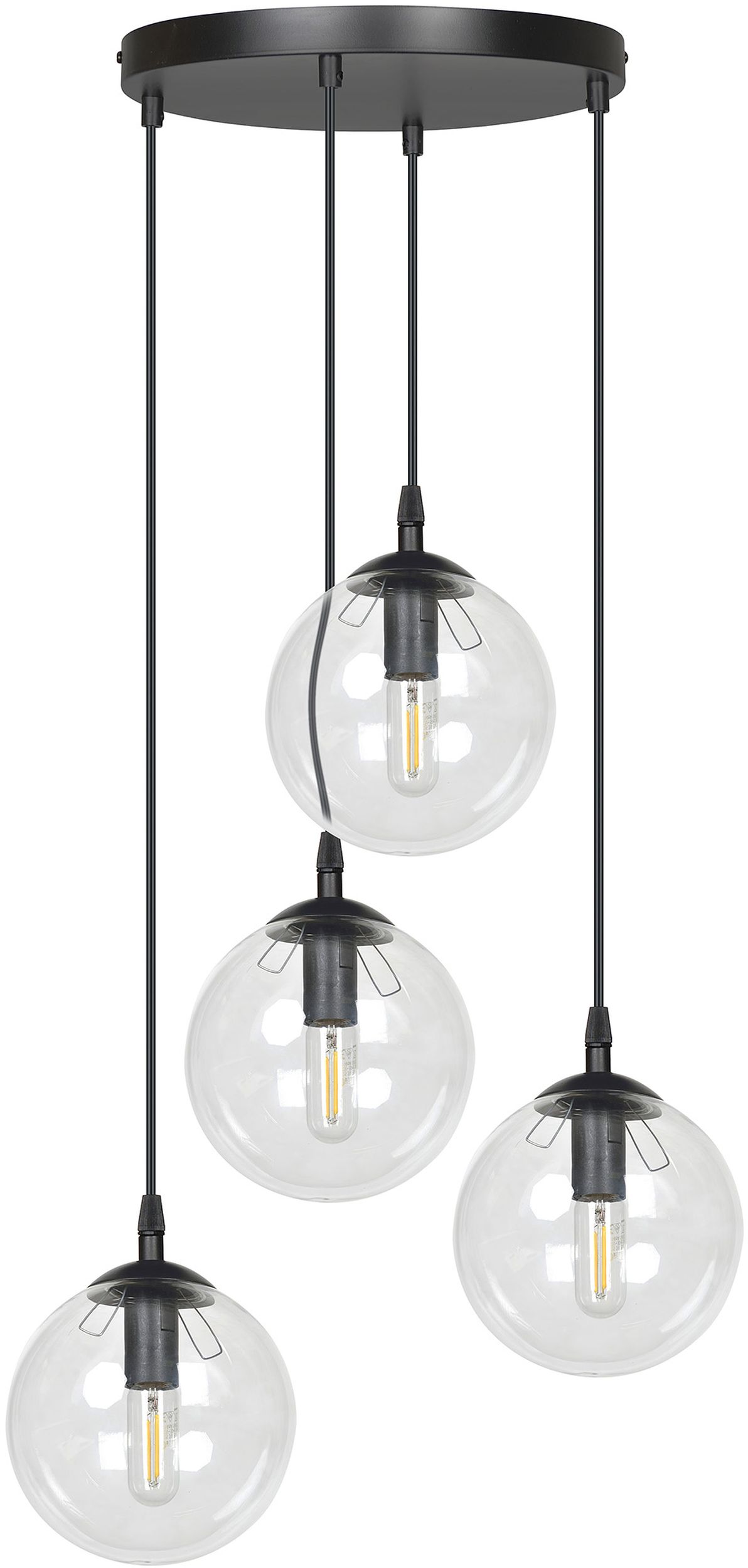 Emibig Cosmo lampada sospesa 4x10 W nero-trasparente 711/4PREM