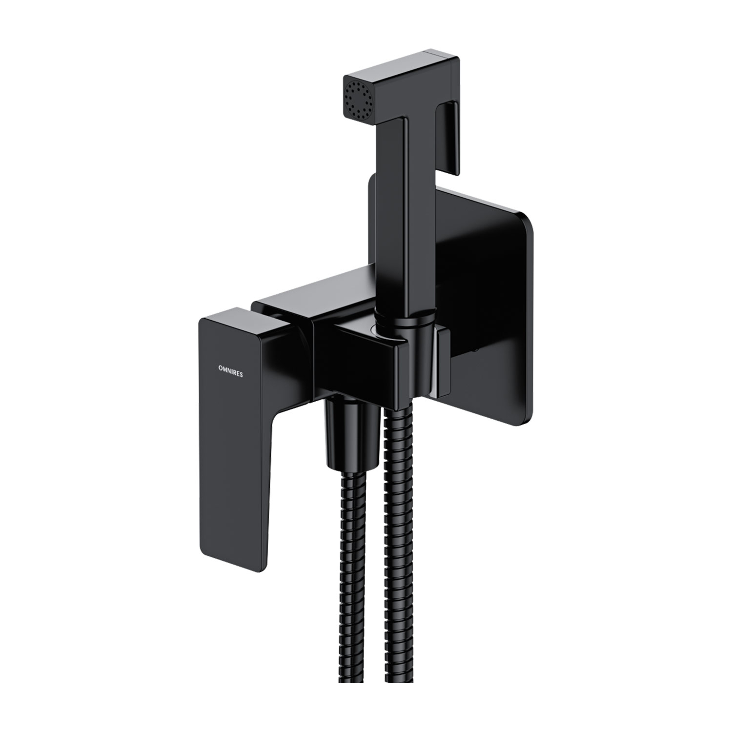 Omnires Parma rubinetto per bidet con set doccia da incasso nero SYSPMBI2BL