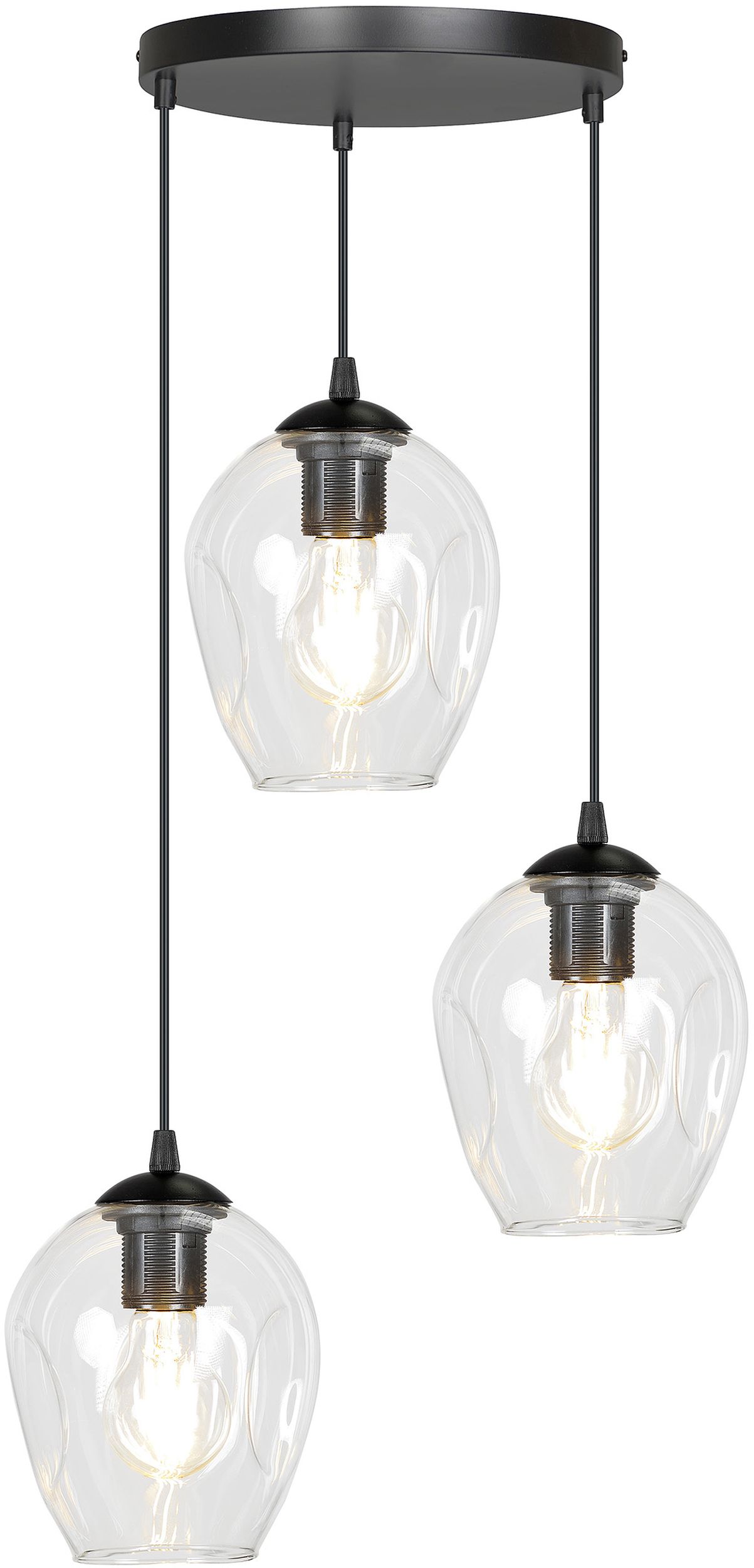 Emibig Istar lampada sospesa 3x15 W nero-trasparente 679/3PREM