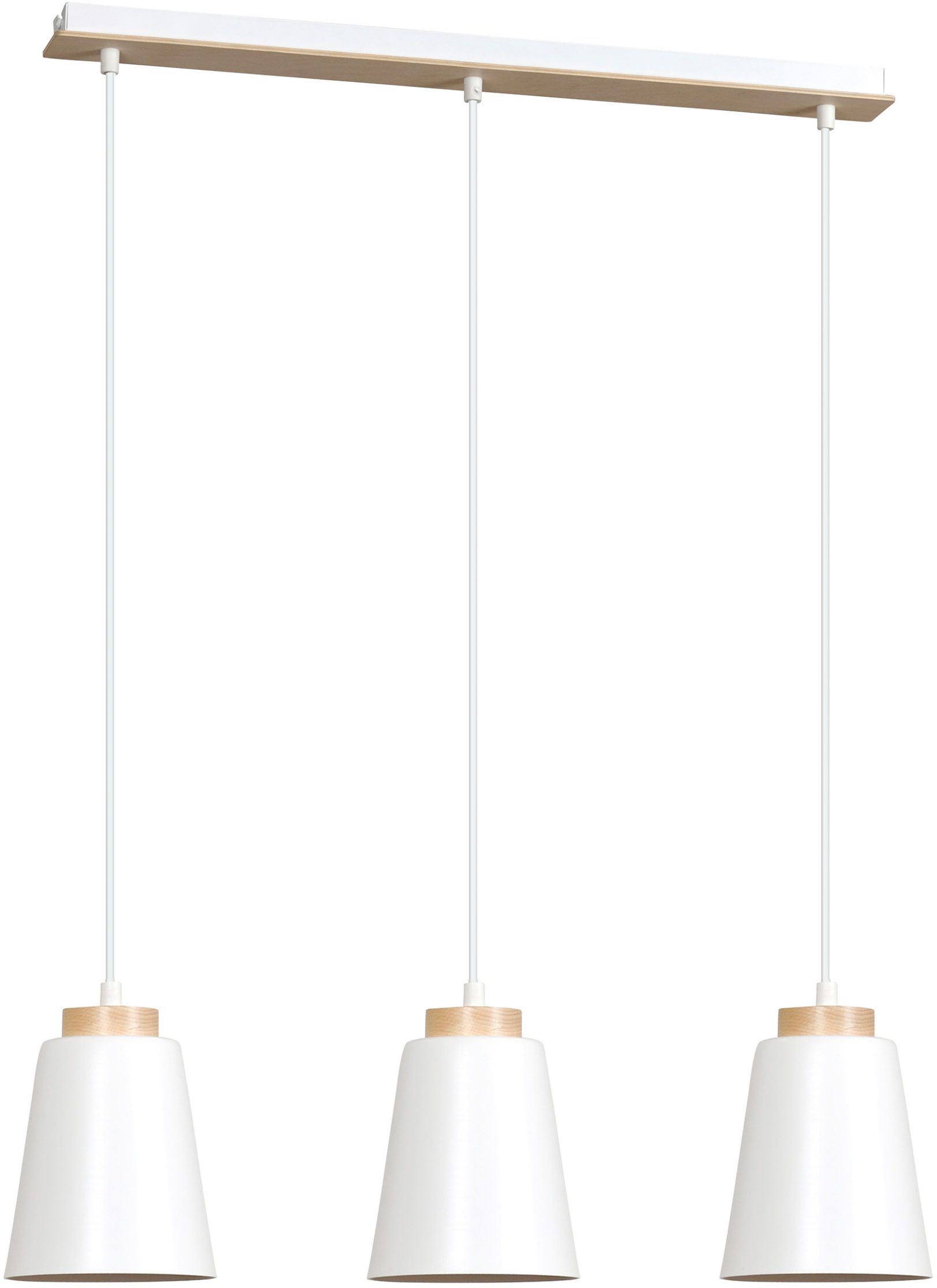 Emibig Bolero lampada sospesa 3x15 W bianco-legno 443/3