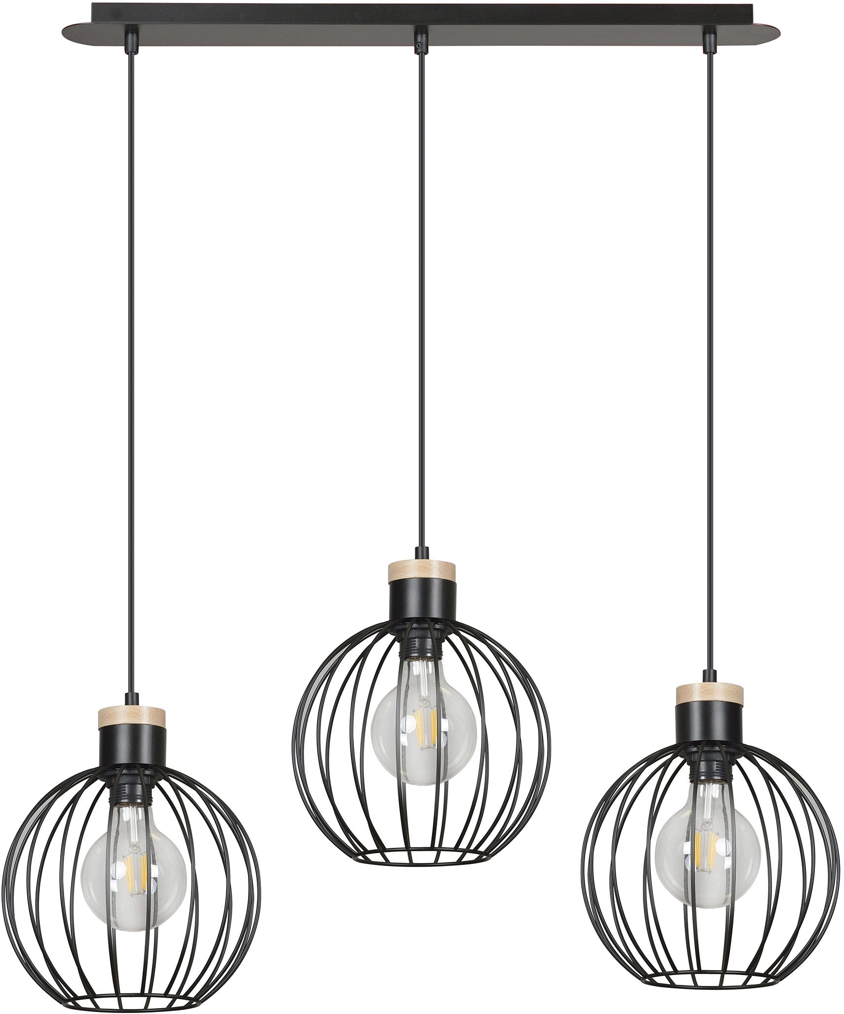 Emibig Barbado lampada sospesa 3x15 W nero 754/3