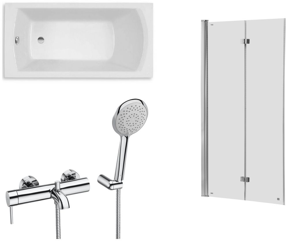 Set parete vasca Roca Capital AM4111512M, rubinetto per vasca e doccia Roca Lanta A5A0111C00, A248539000