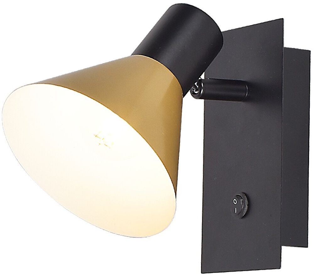 Rabalux Alvaro lampada da parete 1x40 W nero-oro 3157