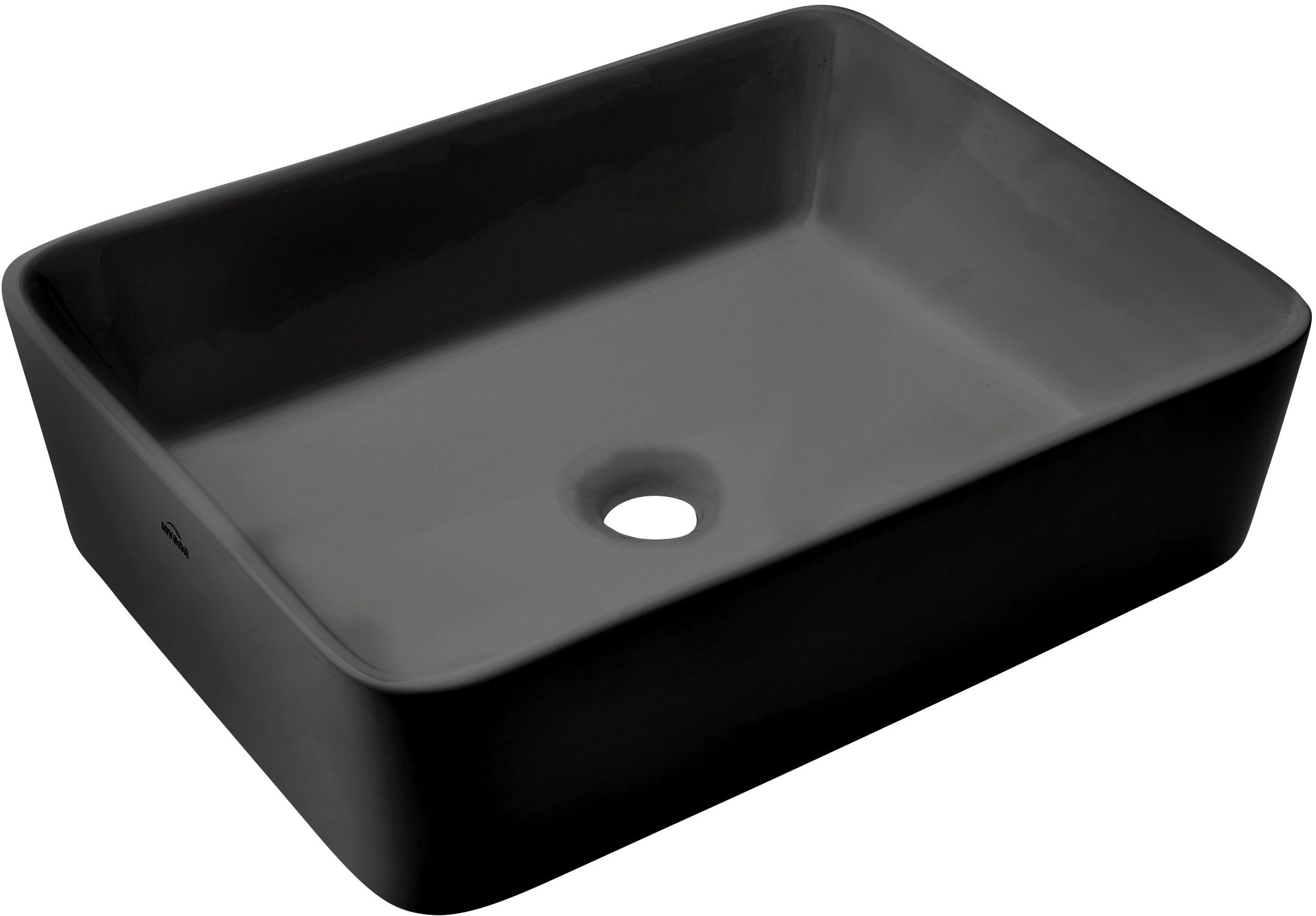 Invena Paros lavabo 47.5x37.5 cm rettangolare da appoggio nero CE-36-005