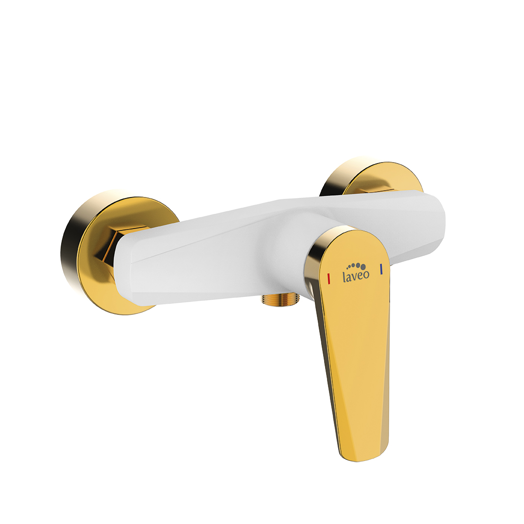 Laveo Rubio rubinetto per doccia a parete bianco-oro BVR640G
