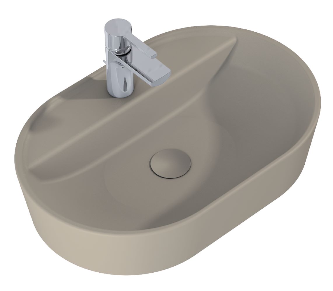 Elita Babette lavabo 62x41.2 cm ovale da appoggio marrone/beige RE040620017020
