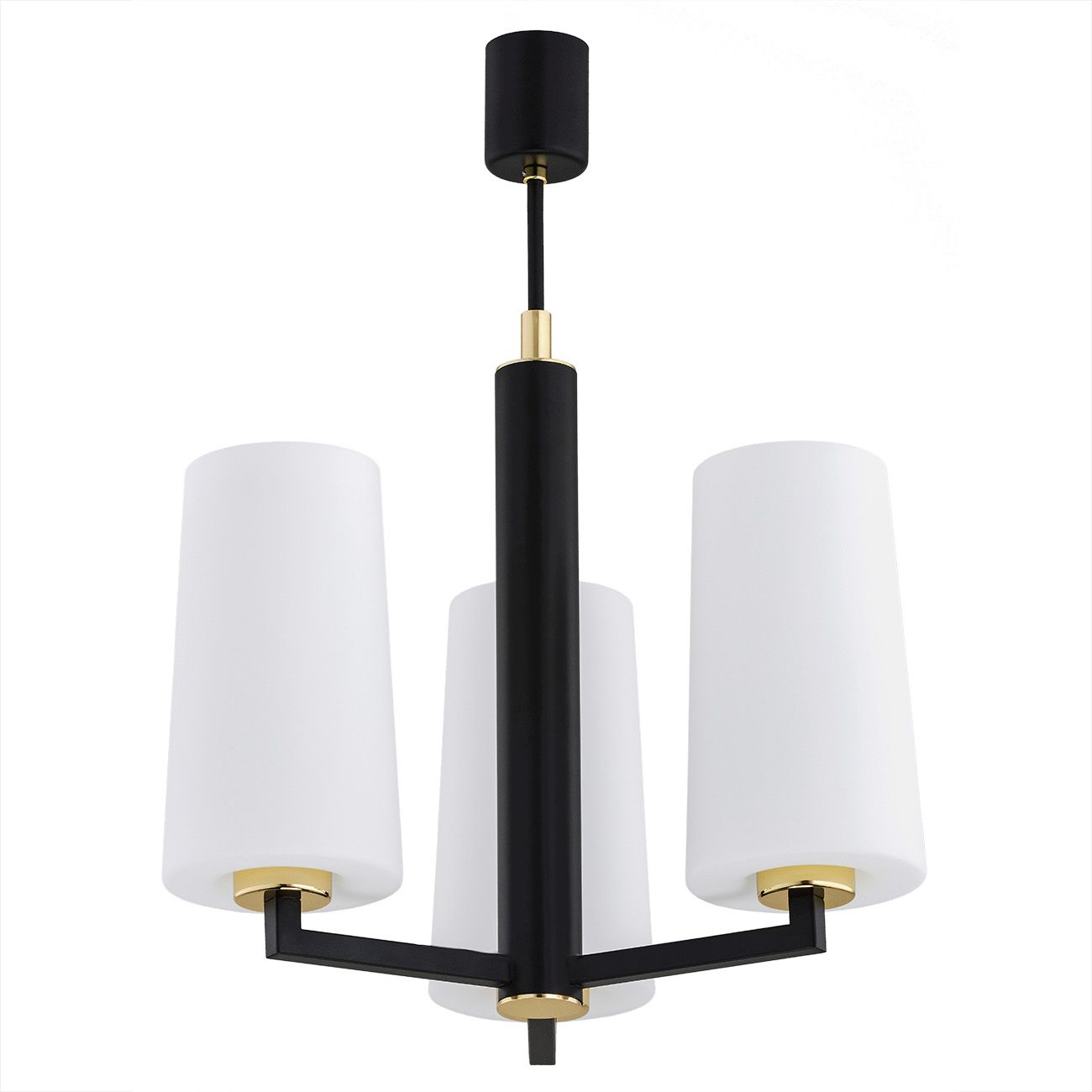 Argon Camelot Plus lampada sospesa 3x15 W nero-ottone-opale 6143