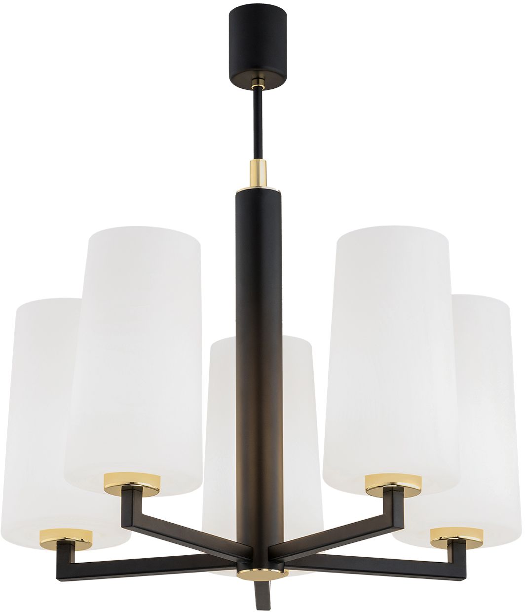 Argon Camelot Plus lampada sospesa 5x15 W nero-ottone-opale 2114