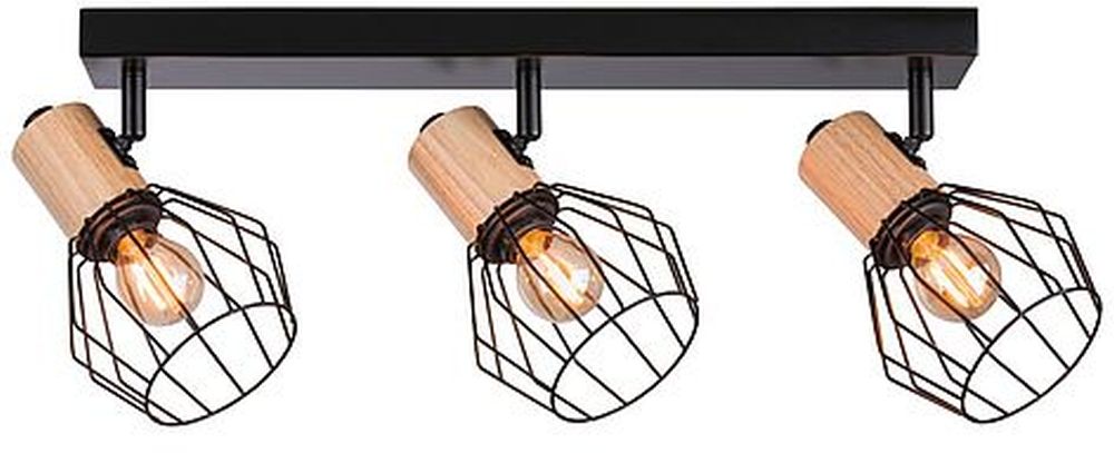 Paulmann lampada da soffitto 3x20 W nero-legno 66768