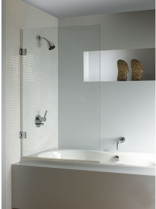 Riho Scandic parete vasca 80 cm 1 anta nero opaca/vetro trasparente G001129121