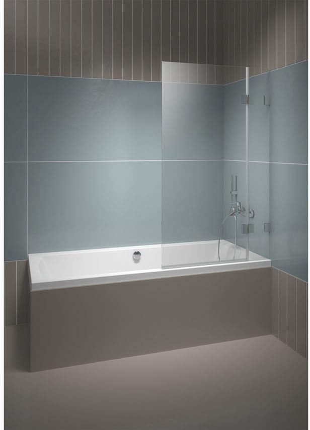 Riho Scandic parete vasca 95 cm 2 ante nero opaca/vetro trasparente G001148121