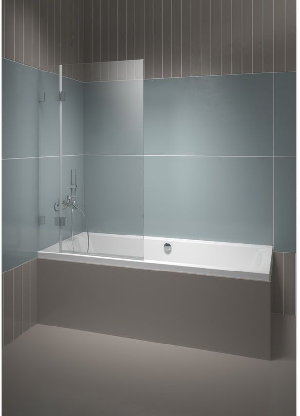 Riho Scandic parete vasca 100 cm 2 ante nero opaca/vetro trasparente G001149121