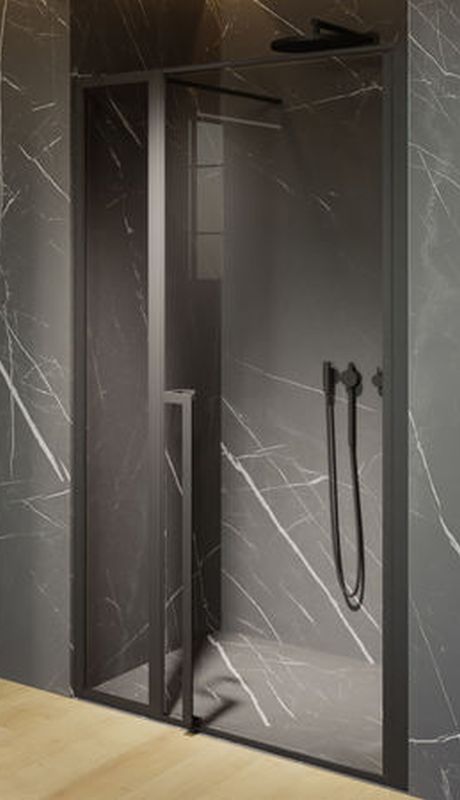Riho Lucid porta doccia 120 cm a battente nero opaca/vetro trasparente G005005121