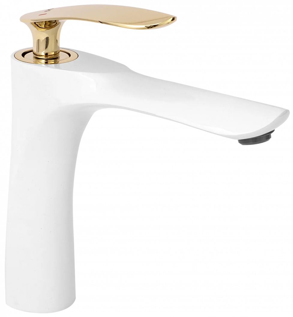 Rea Orbit rubinetto per lavabo verticale bianco-oro REA-B2052