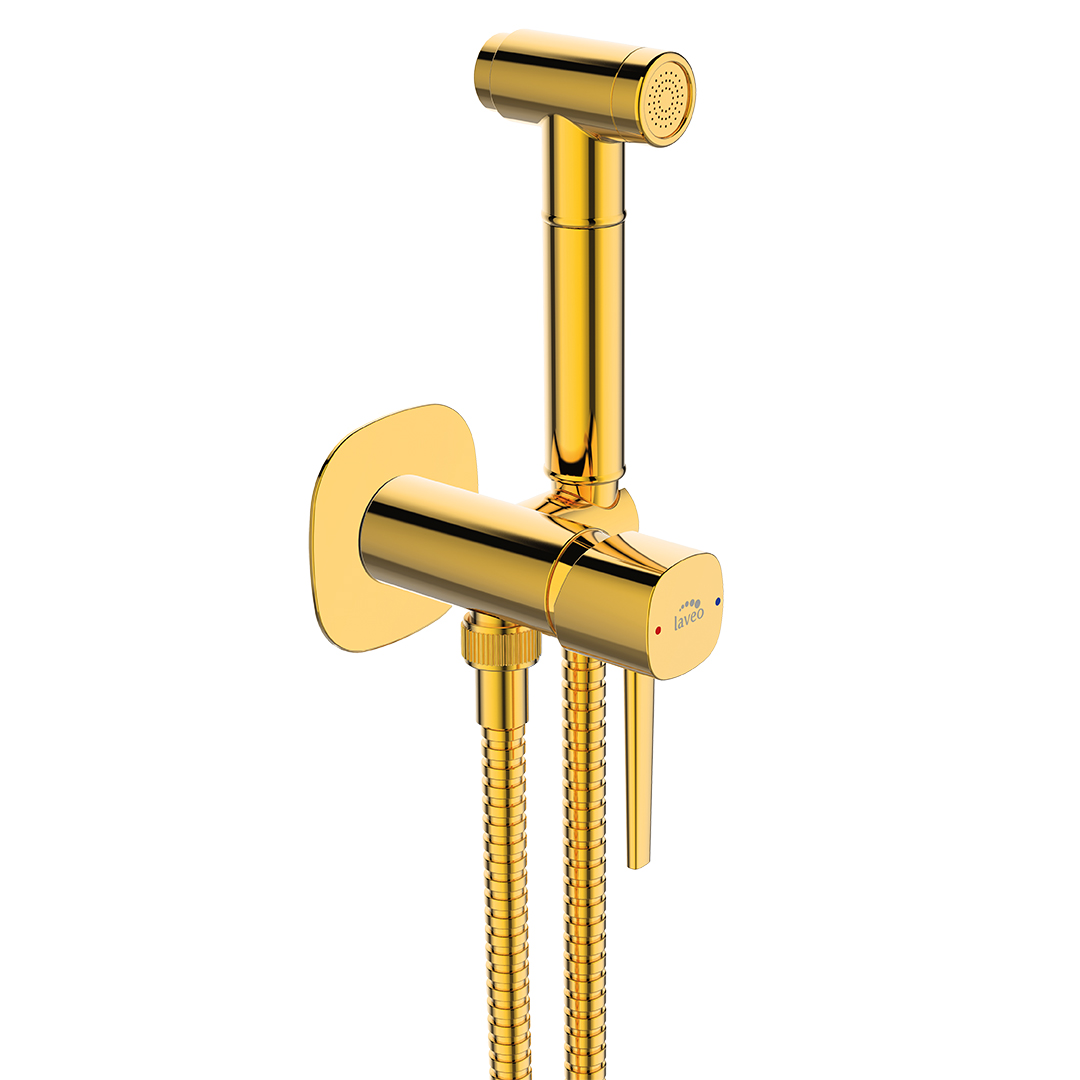 Laveo Pola rubinetto per bidet con set doccia da incasso oro BAPG31P