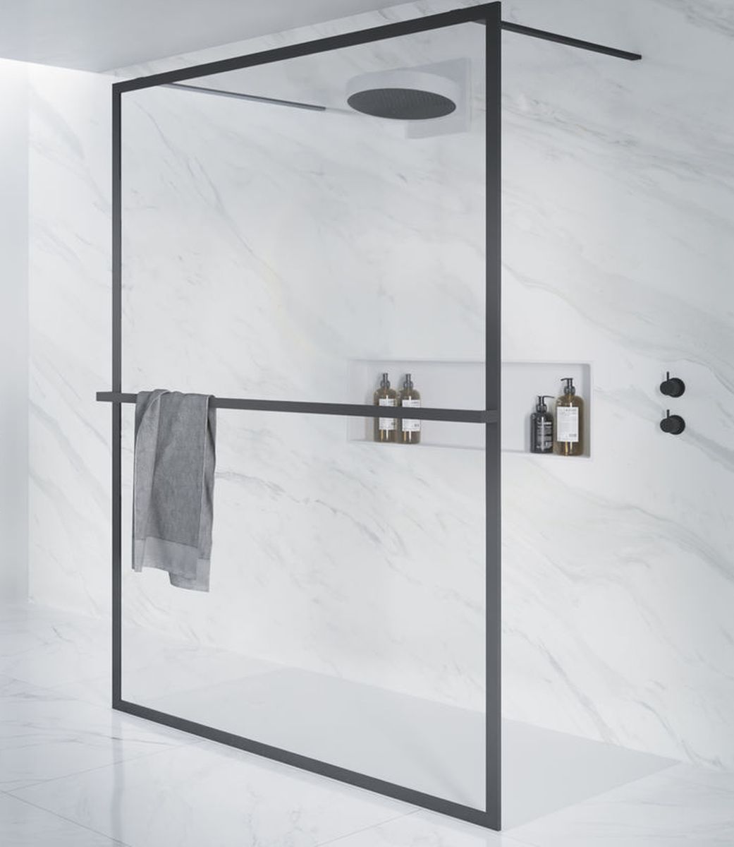 Riho Lucid parete doccia 120 cm nero opaca/vetro trasparente G005031121