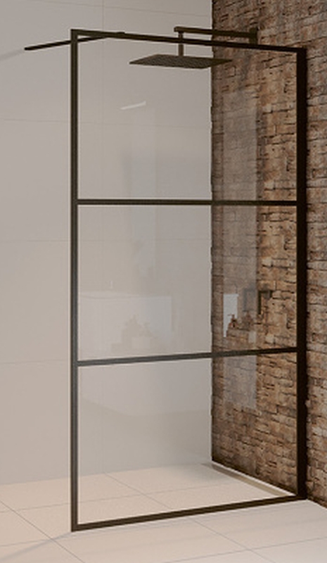 Riho Grid parete doccia 100 cm nero opaca/vetro con motivo G004026121