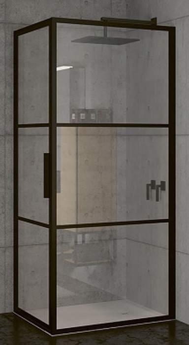 Riho Grid box doccia 90x80 cm rettangolare nero opaca/vetro con motivo G004008121