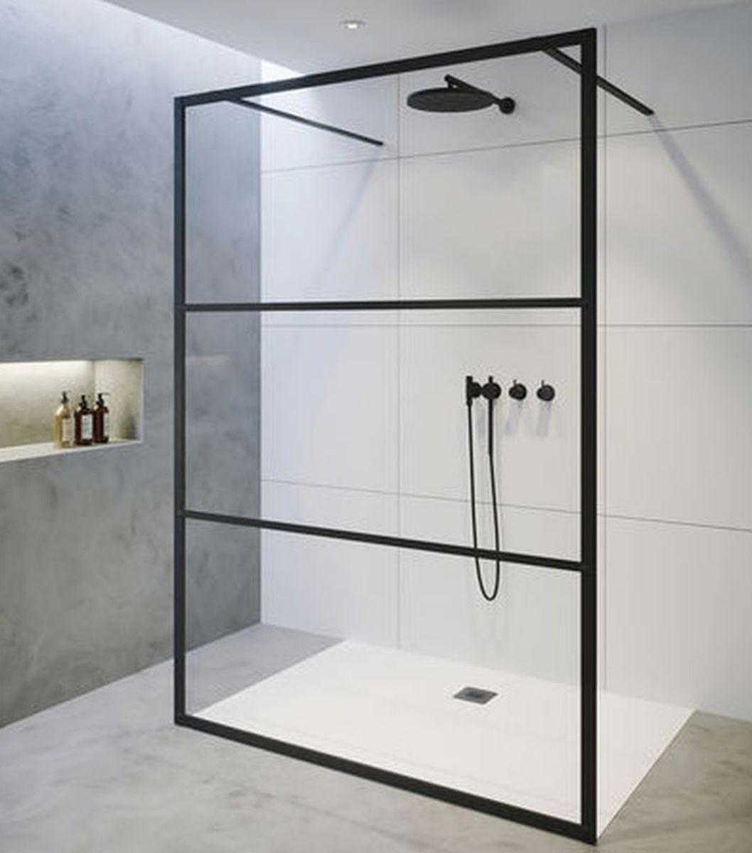 Riho Grid parete doccia 90 cm nero opaca/vetro trasparente G004029121