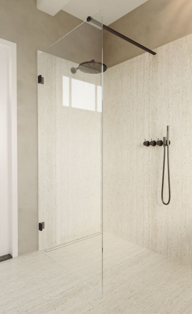 Riho Scandic parete doccia walk-in 100 cm nero opaca/vetro trasparente G001113121
