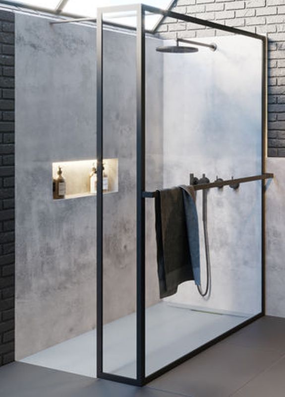 Riho Lucid box doccia walk-in 120x30 cm nero opaca/vetro trasparente G005035121