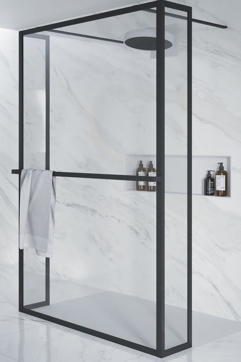 Riho Lucid box doccia walk-in 100x30 cm nero opaca/vetro trasparente G005038121