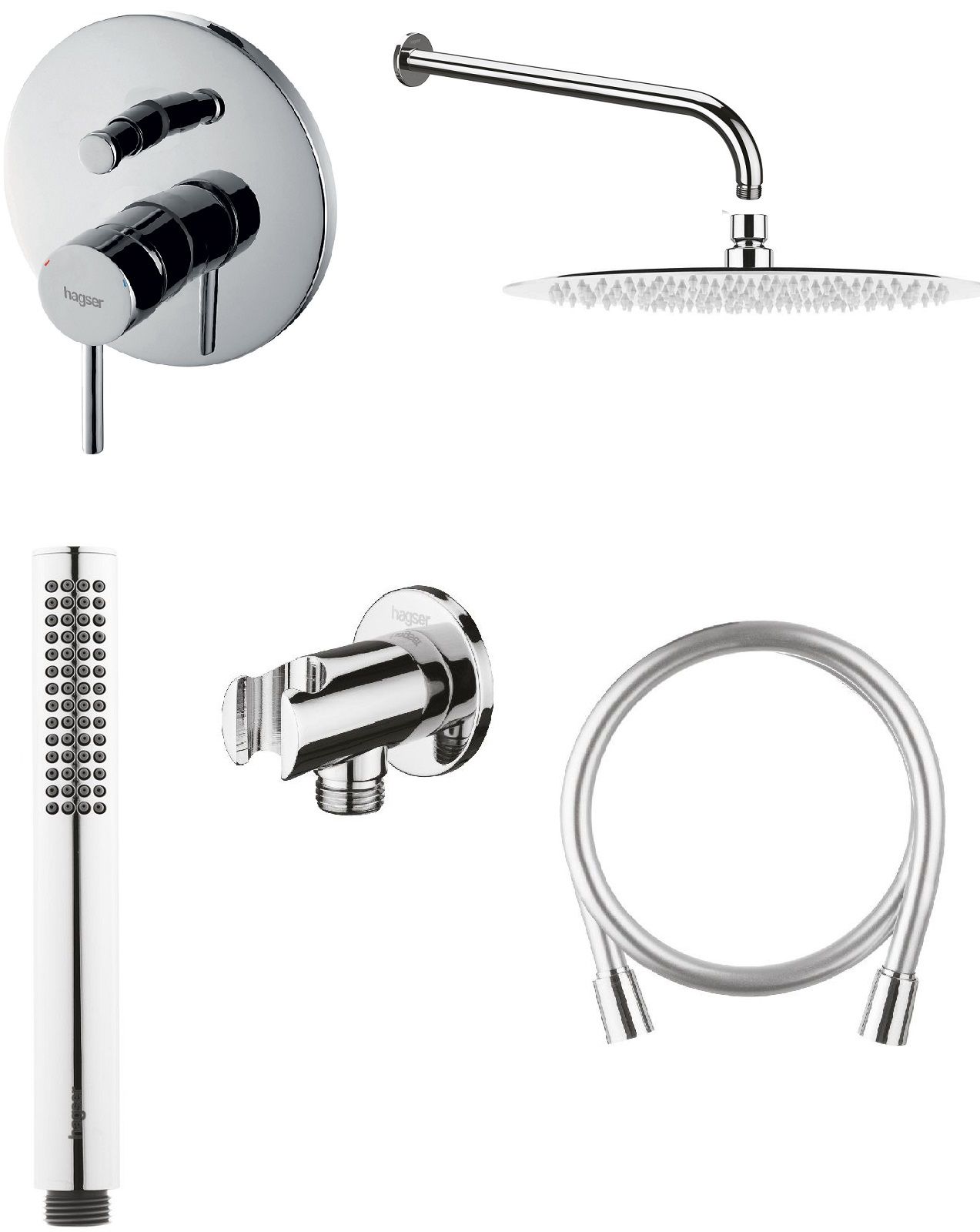 Set rubinetto per vasca e doccia Hagser Lisa HGR20000034, soffione doccia Hagser Mila HGR12000037, HGR14000037, HGR11000037, HGR70000037, HGR15000037