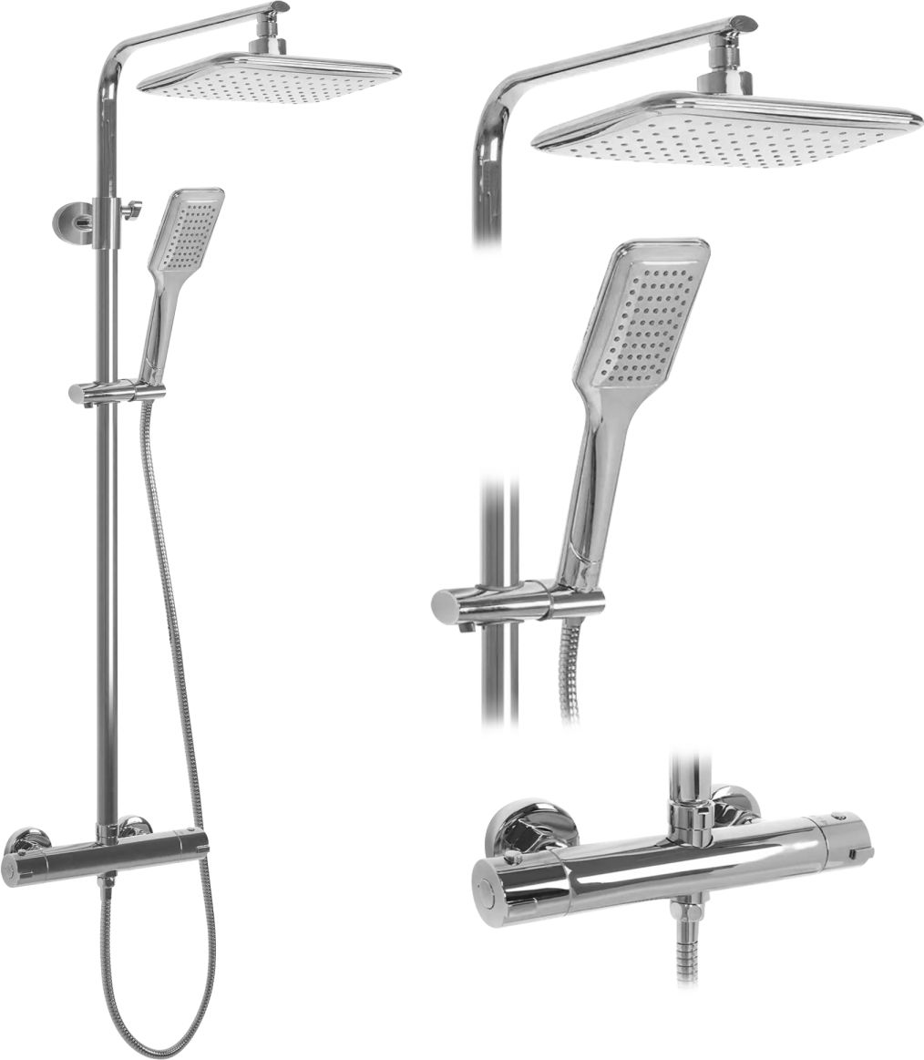 Rea Tom set doccia a parete con termostato con soffione cromo REA-P7100