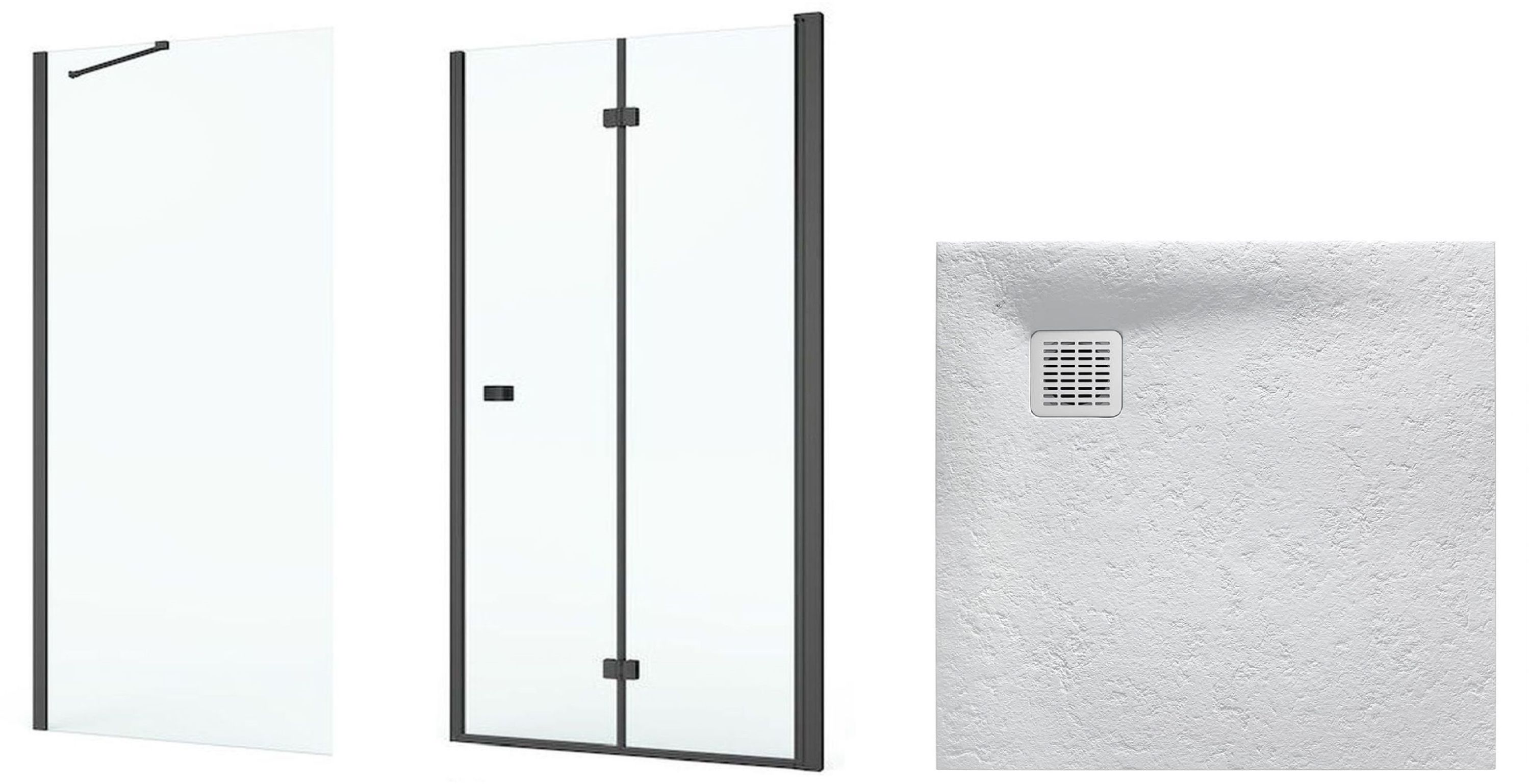 Set porta doccia Roca Capital AM4508016M, piatto doccia quadrato Roca Terran AP10332032001630, AM4408016M