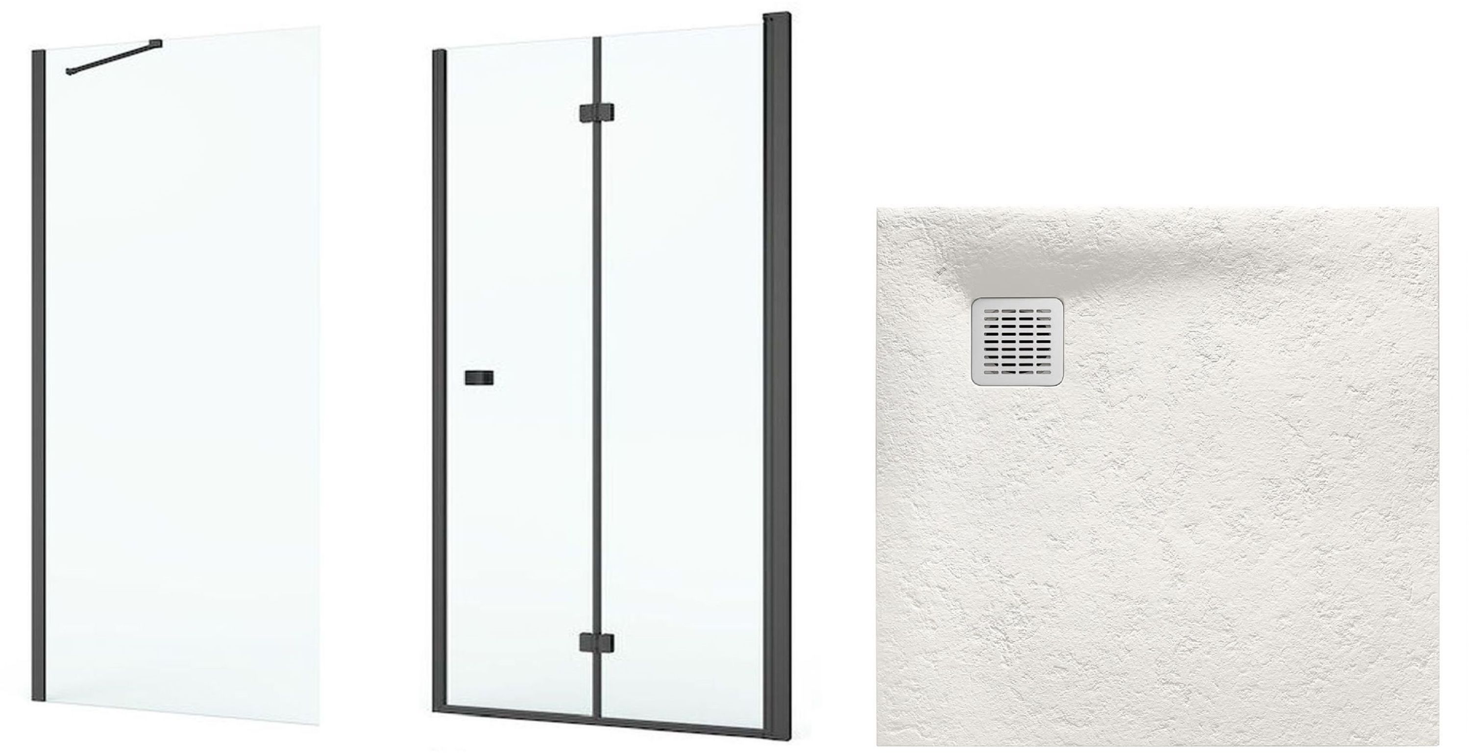 Set porta doccia Roca Capital AM4508016M, piatto doccia rettangolare Roca Terran AP10332032001650, AM4408016M