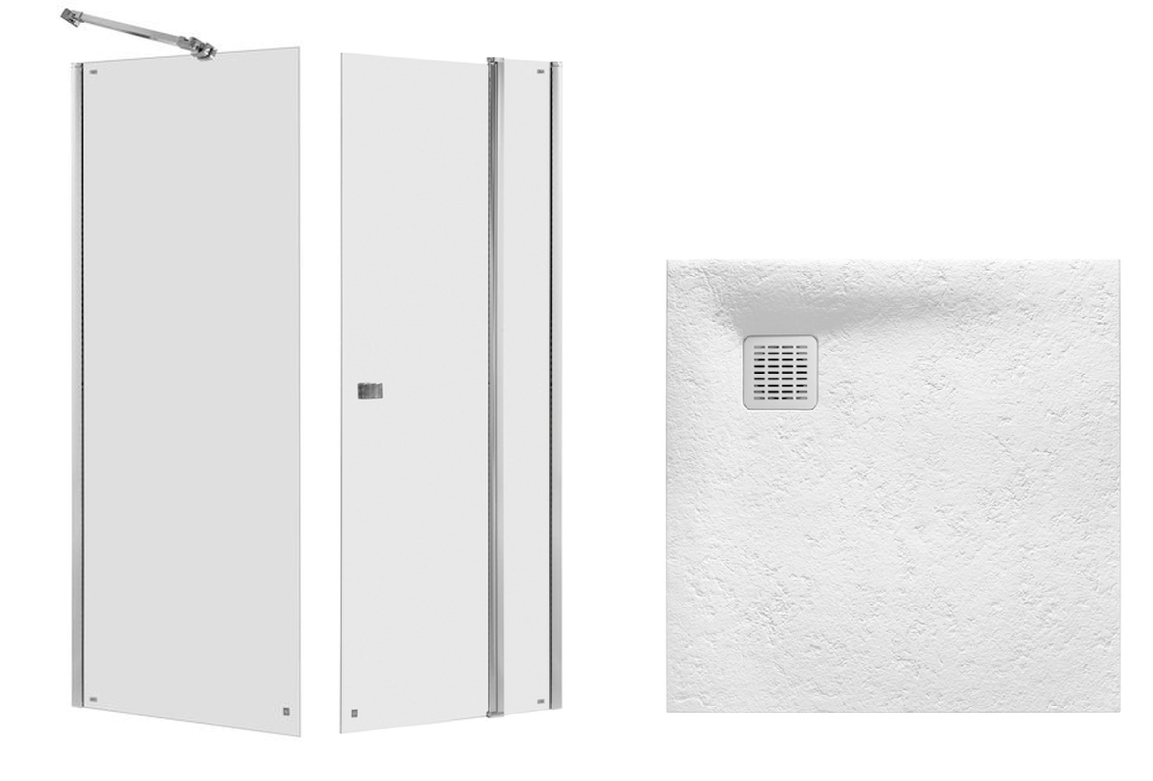 Set porta doccia Roca Capital AM4609012M, piatto doccia quadrato Roca Terran AP10338438401100, AM4409012M