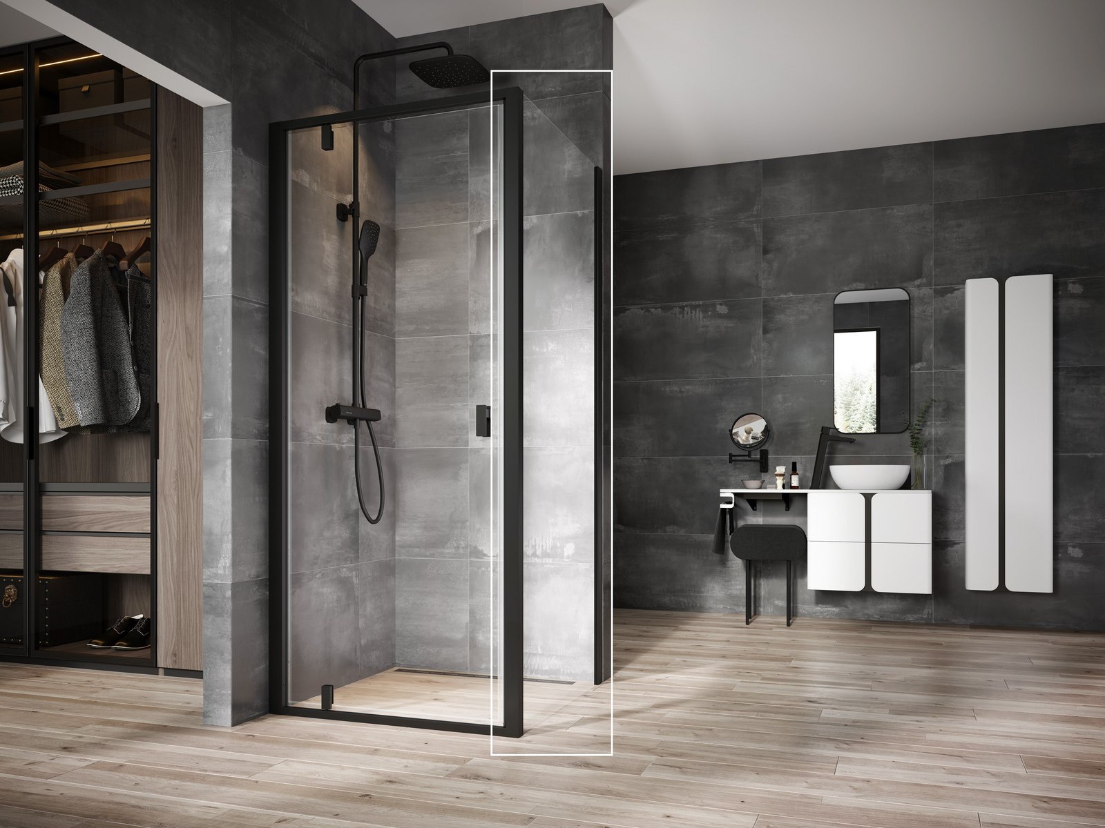 Ravak Nexty parete doccia 80 cm nero opaca/vetro trasparente 90O40300Z1