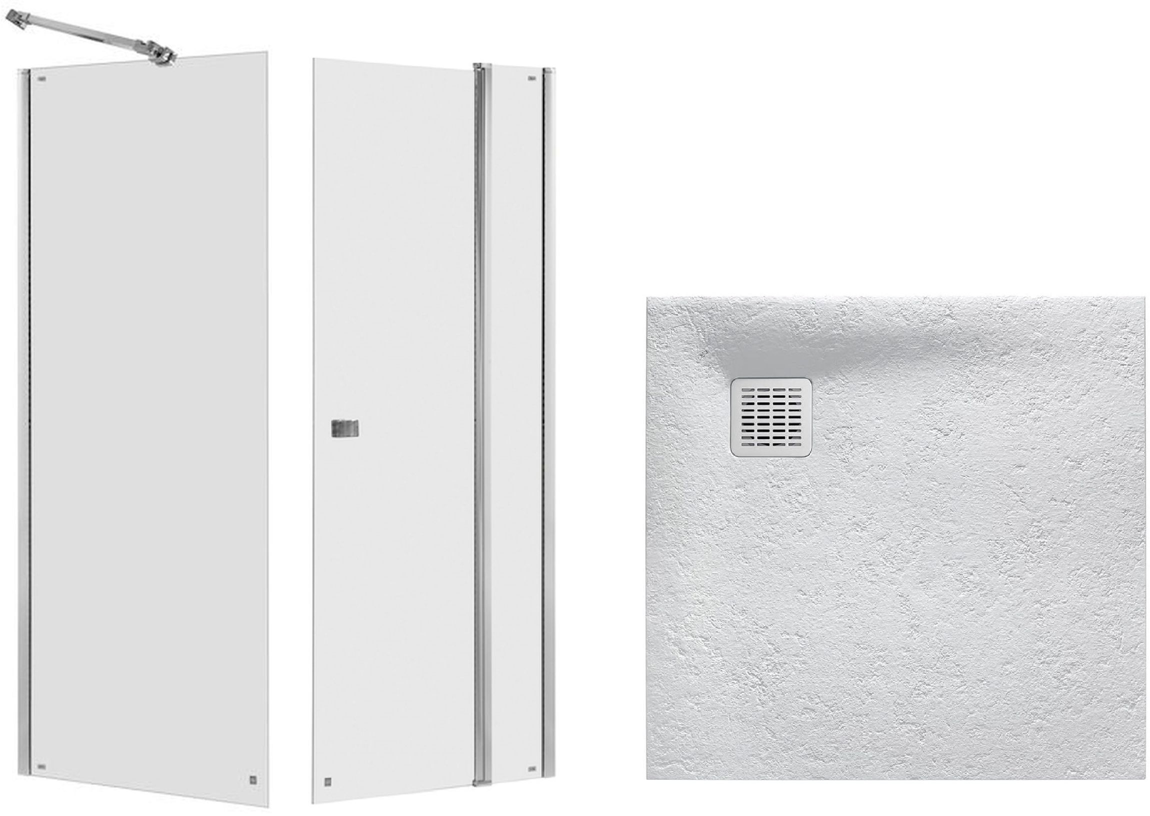 Set porta doccia Roca Capital AM4609012M, piatto doccia quadrato Roca Terran AP10338438401630, AM4409012M