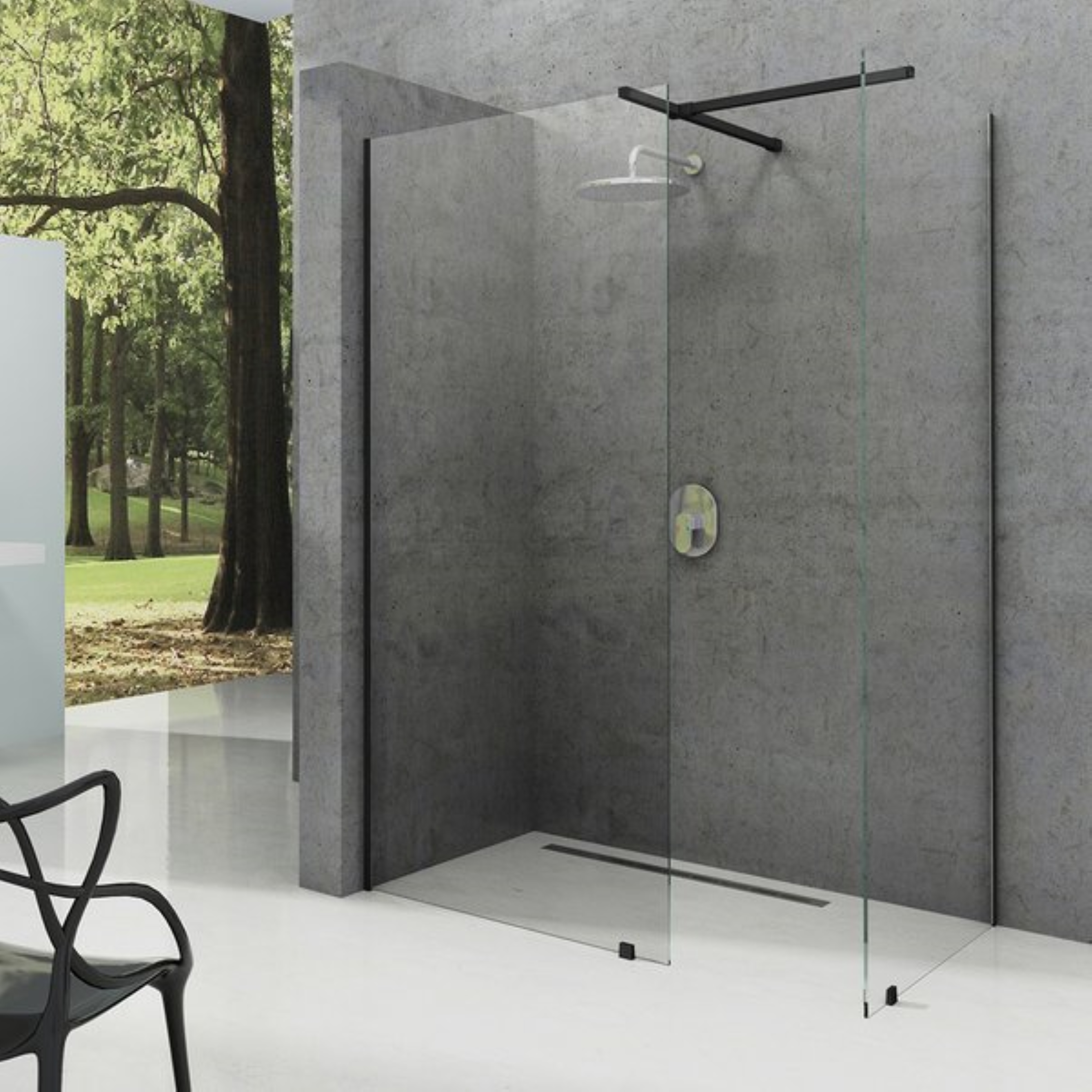 Ravak Walk-In parete doccia walk-in 150 cm nero opaca/vetro trasparente GW9WP0300Z1