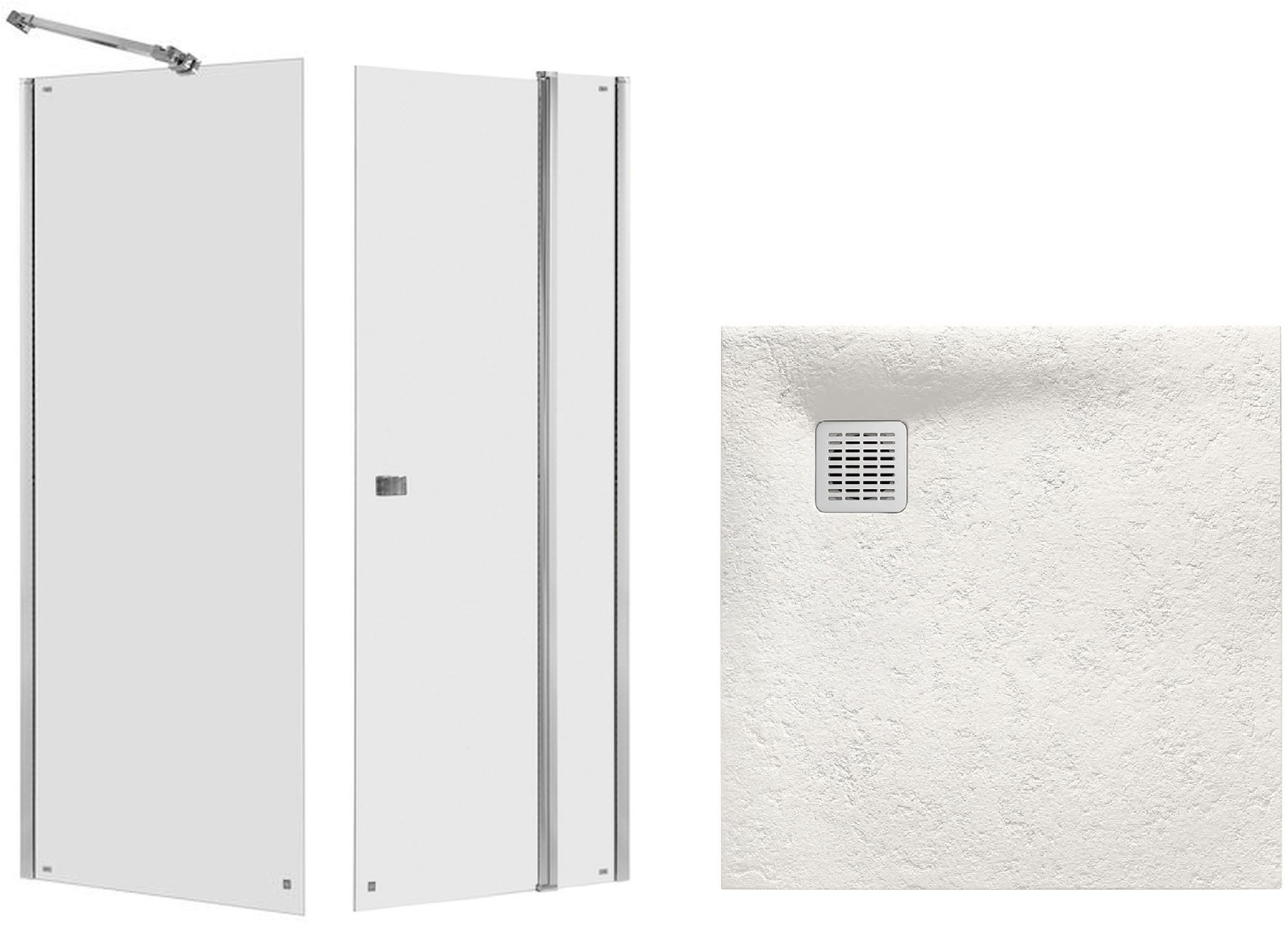 Set porta doccia Roca Capital AM4609012M, piatto doccia quadrato Roca Terran AP10338438401650, AM4409012M