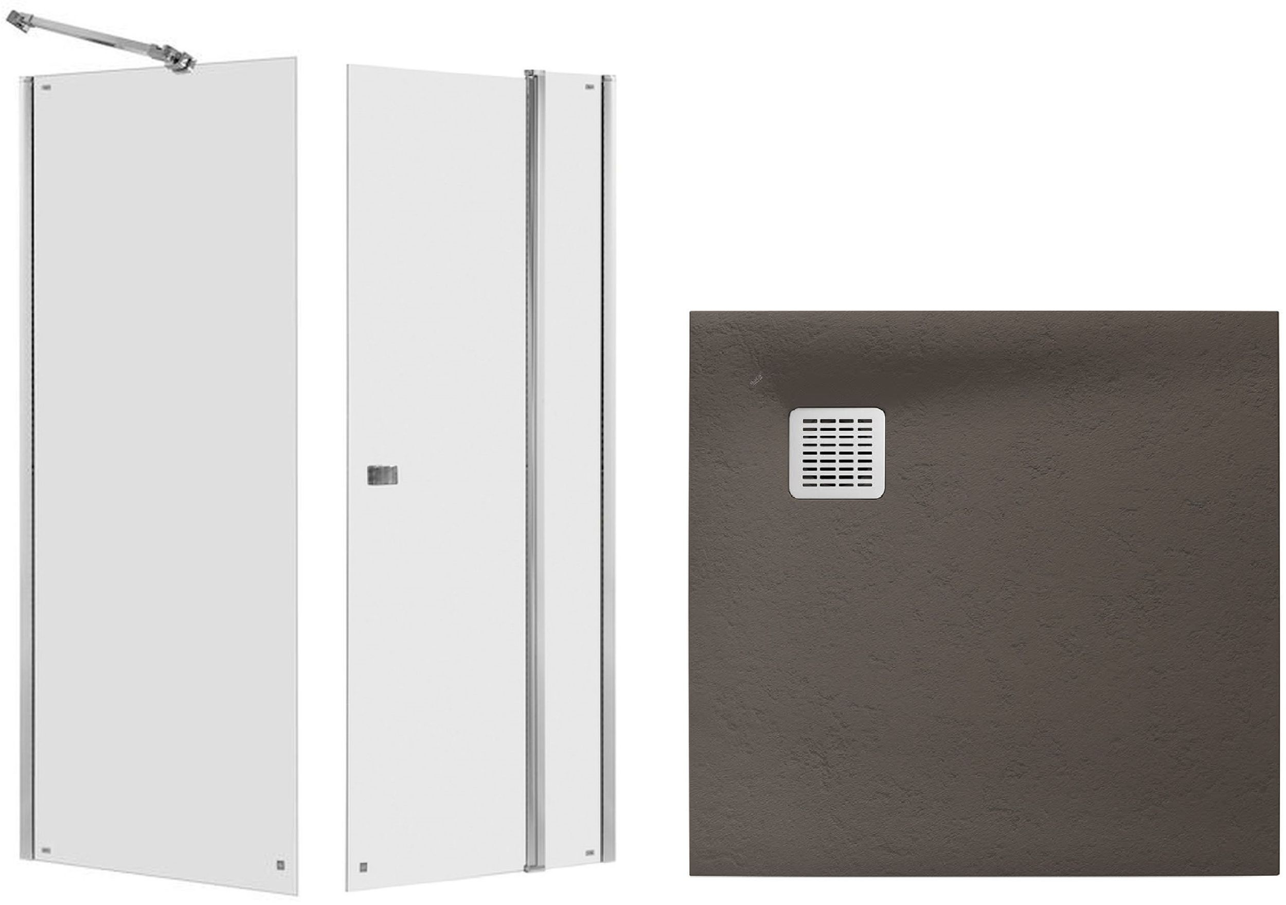 Set porta doccia Roca Capital AM4609012M, piatto doccia quadrato Roca Terran AP10338438401660, AM4409012M