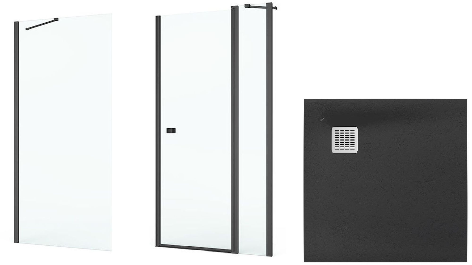 Set porta doccia Roca Capital AM4609016M, piatto doccia quadrato Roca Terran AP10338438401640, AM4409016M