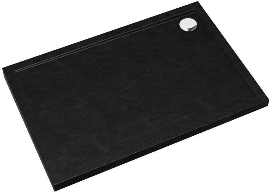 Schedpol Caspar New Black Stone piatto doccia rettangolare con sifone 100x80 cm nero 3.2336/C/ST