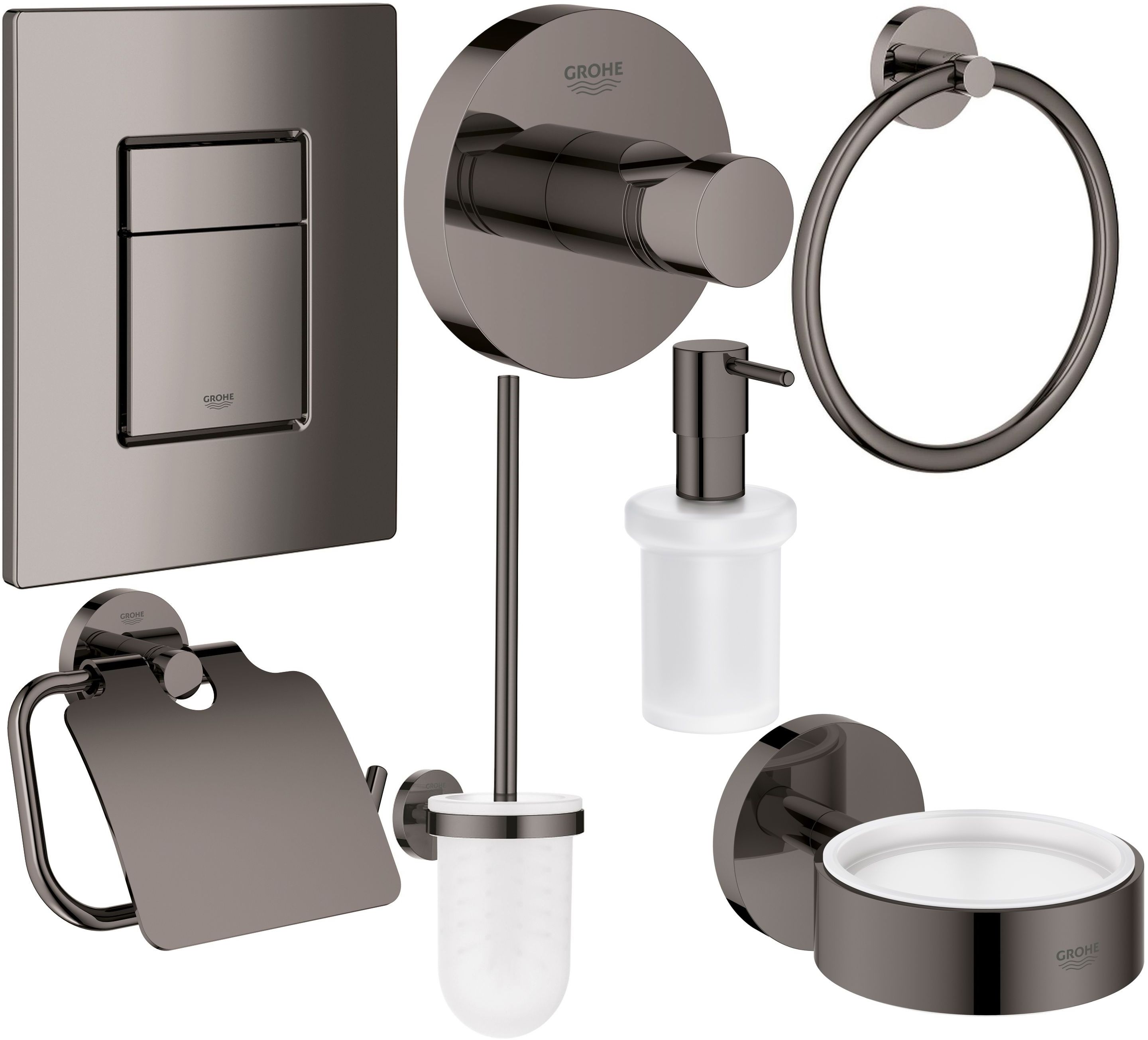 Set placca di comando Grohe Skate 38732AL0, scopino WC Grohe Essentials 40374AL1, 40367AL1, 40369AL1, 40365AL1, 40394AL1, 40364AL1