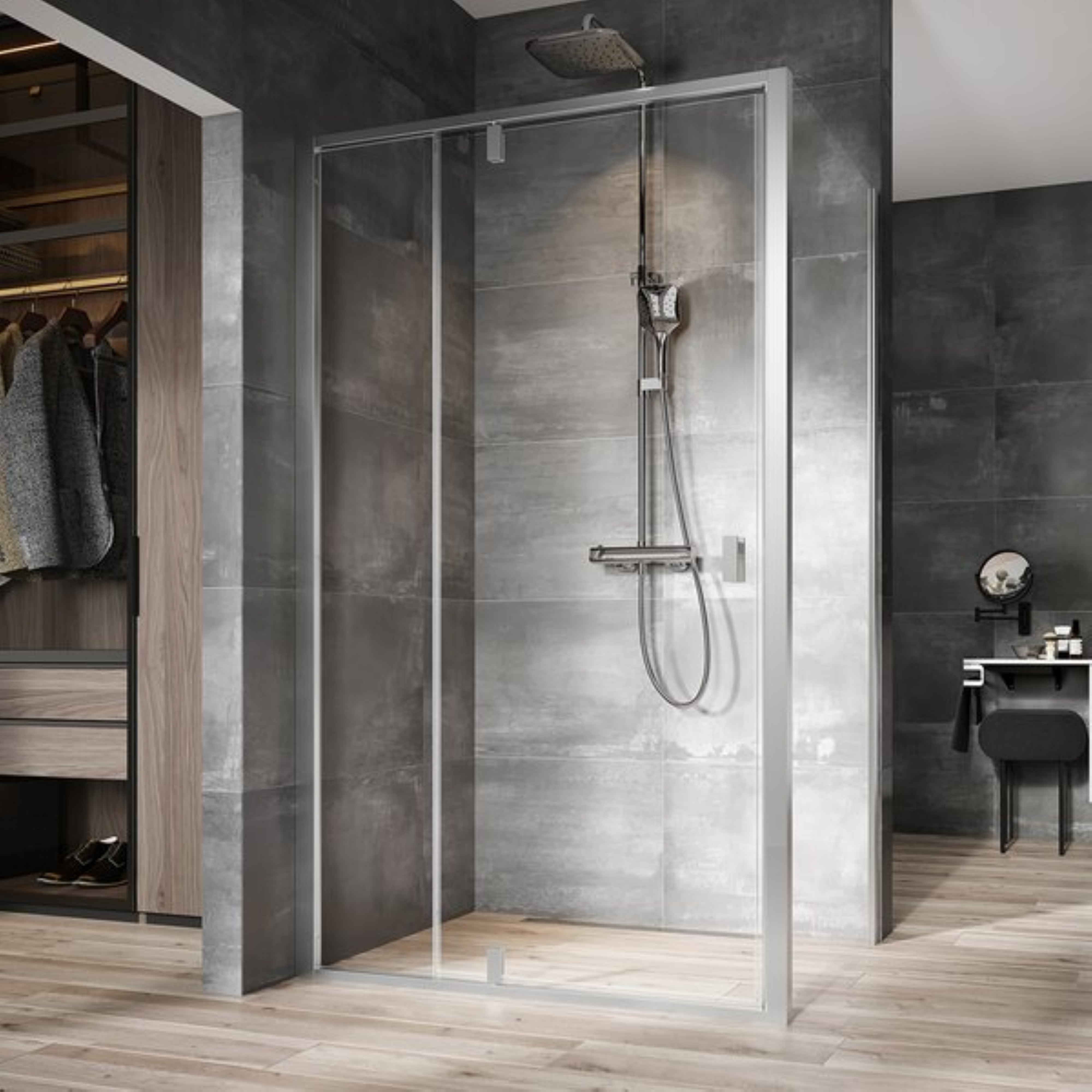 Ravak Nexty parete doccia 80 cm satinato opaca/vetro trasparente 90O40U00Z1