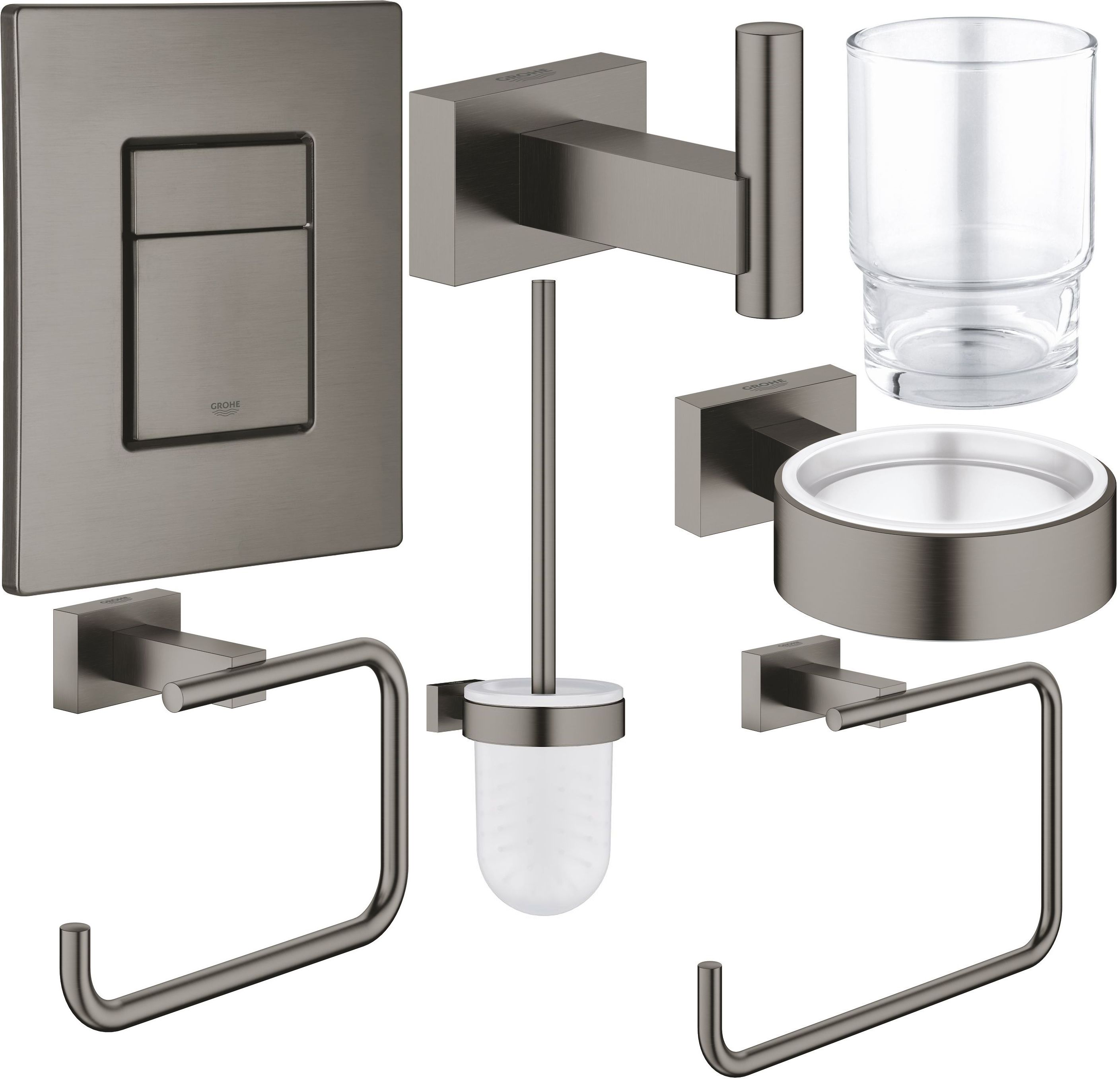 Set scopino WC Grohe Essentials 40513AL1, placca di comando Grohe Skate 38732AL0, 40510AL1, 40507AL1, 40508AL1, 40511AL1, 40372001