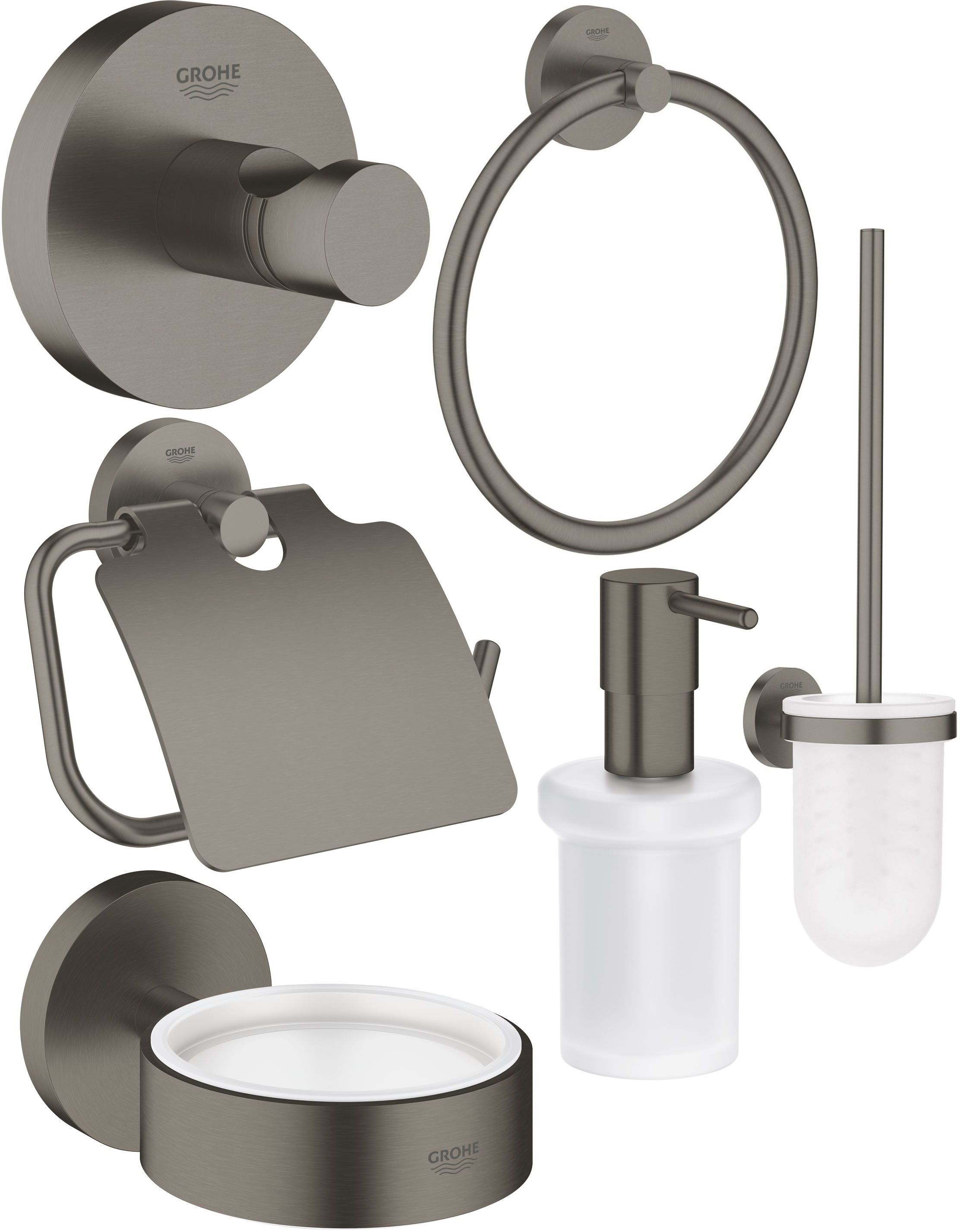 Set scopino WC Grohe Essentials 40374AL1, portarotolo Grohe Essentials 40367AL1, 40369AL1, 40365AL1, 40394AL1, 40364AL1