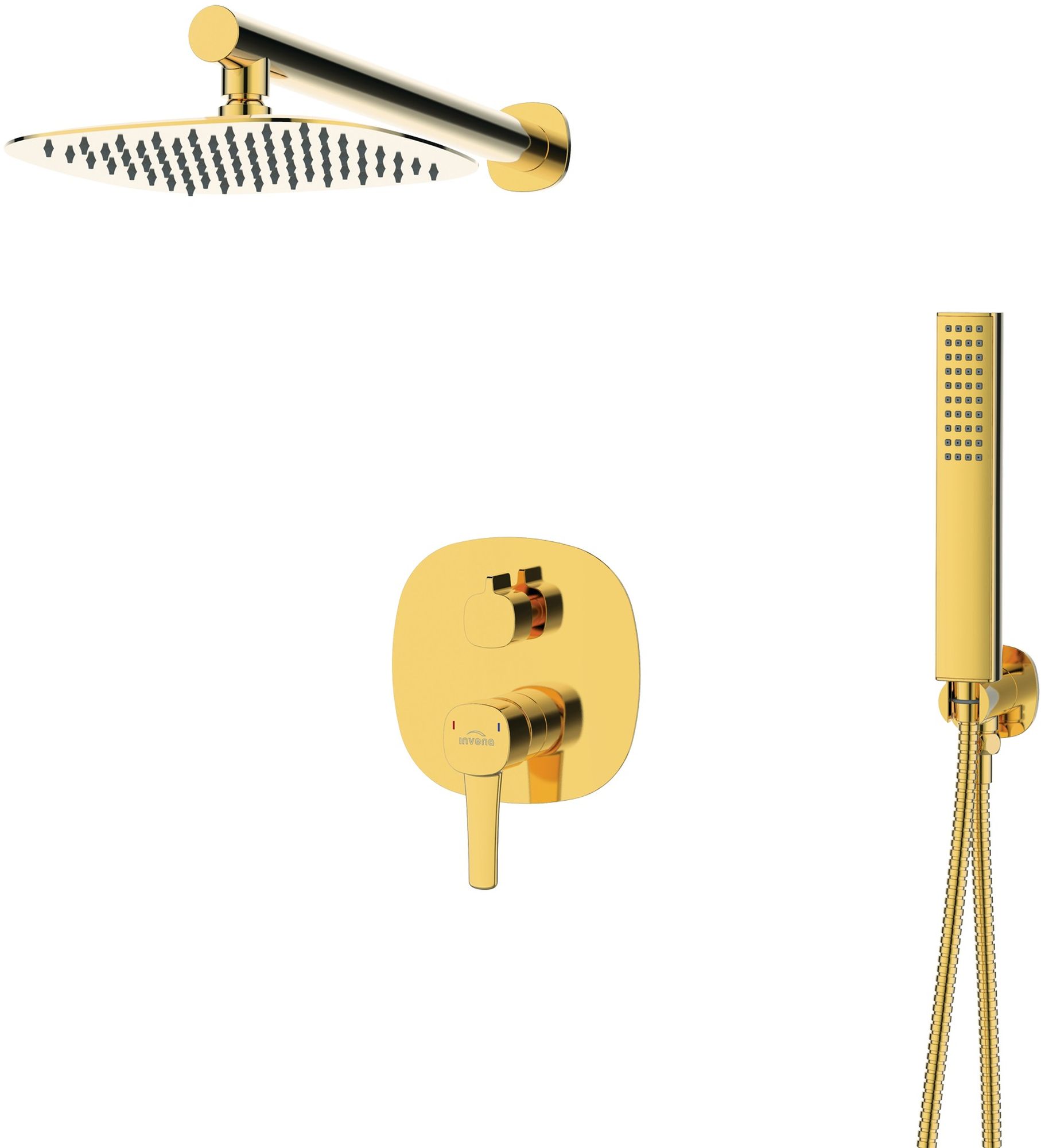 Invena Glamour set doccia da incasso con soffione oro BS-02-0K9