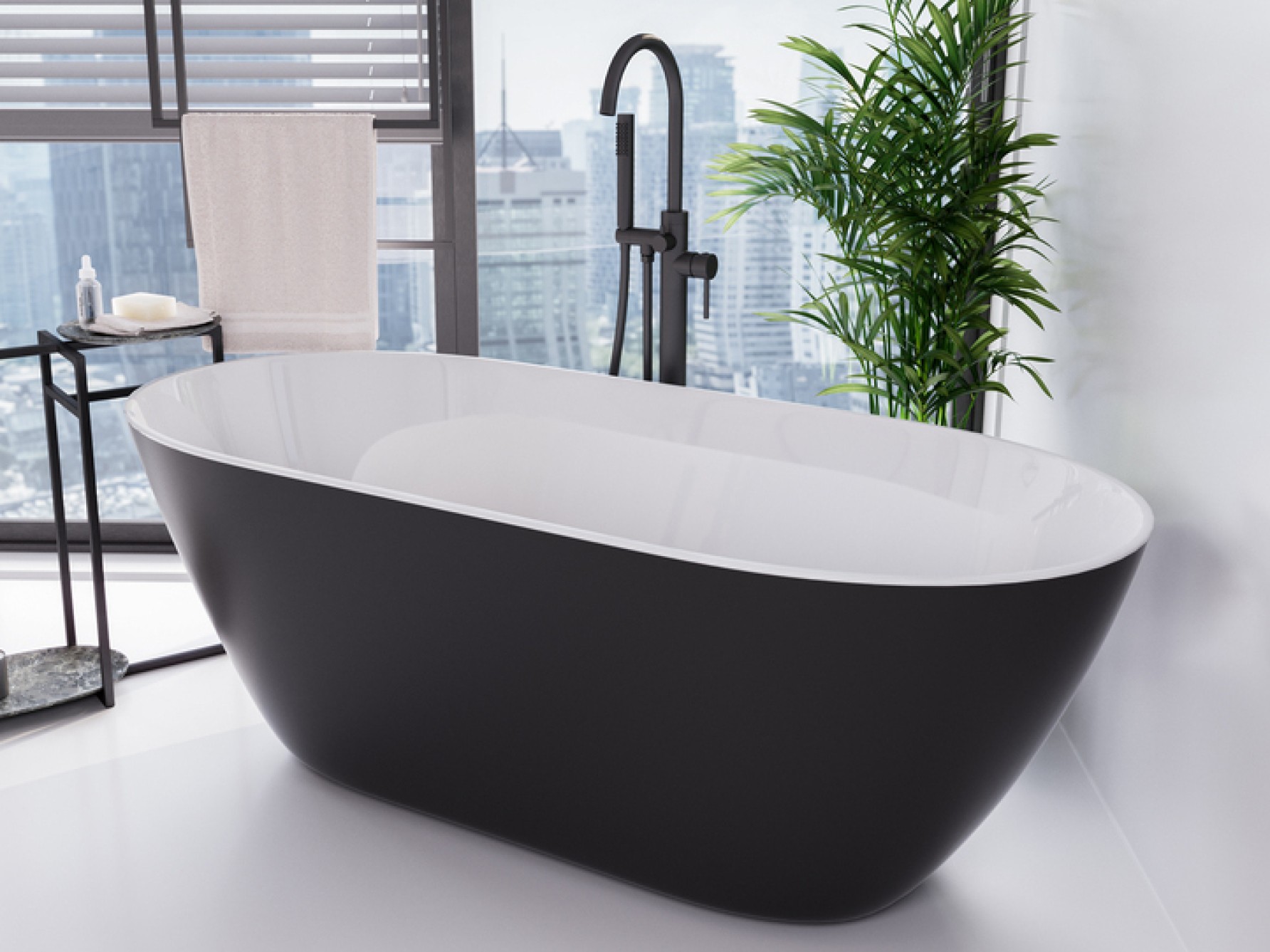 Besco Moya vasca da bagno freestanding 160x68 cm ovale bicolore #WMD-160-MWG