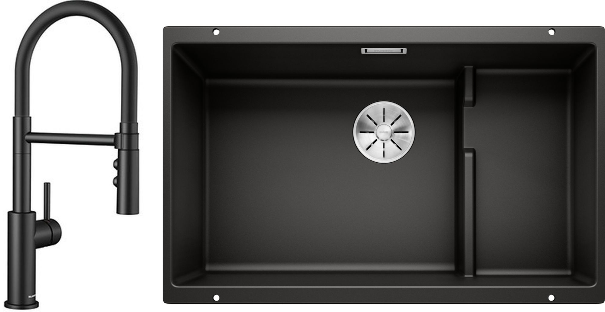 Set lavello in granito Blanco Subline 700-U Level 526004, rubinetto da cucina Blanco Catris-S 525793