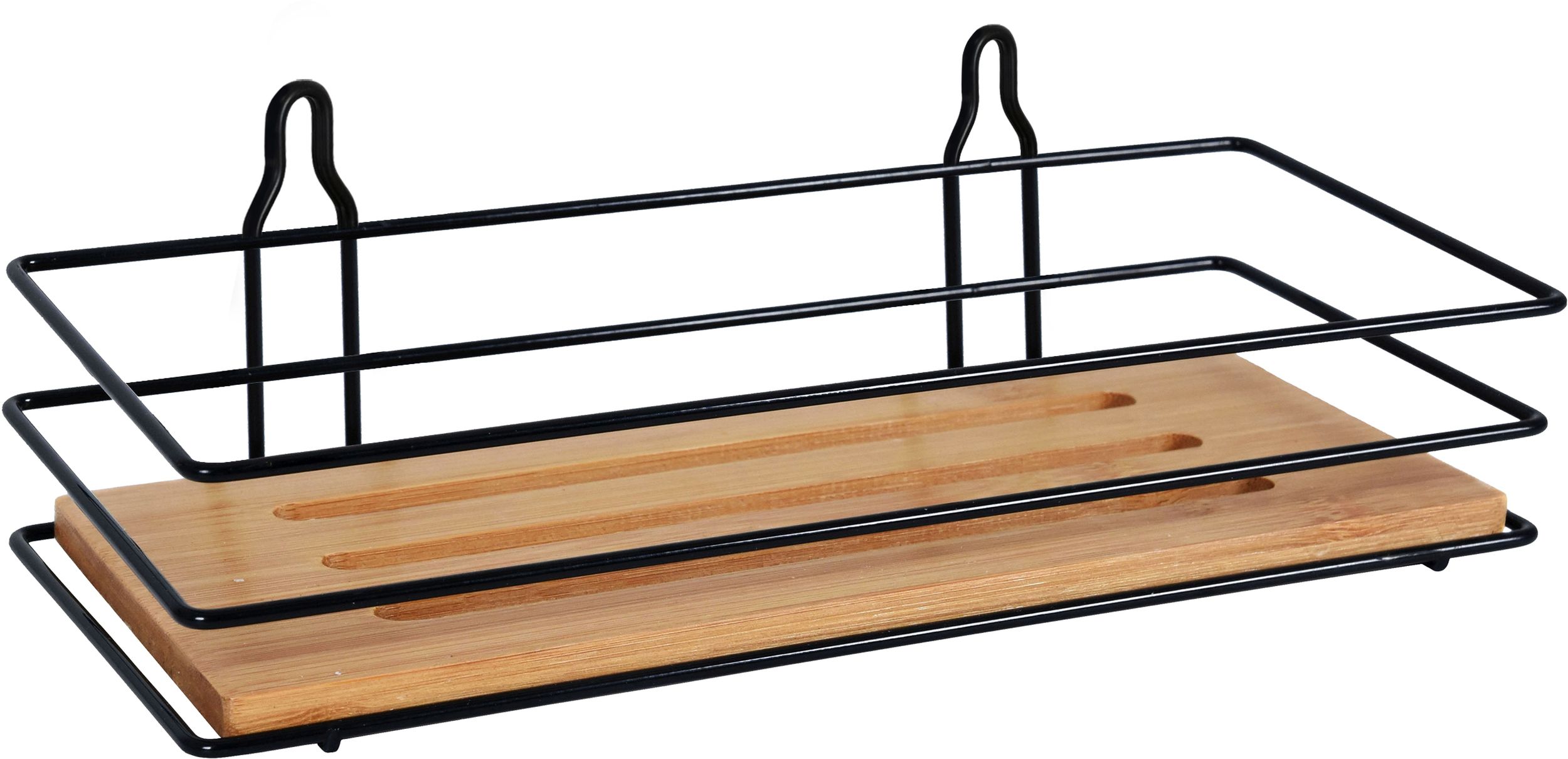 BISK Umbra mensola da bagno 25 cm nero-legno 08167