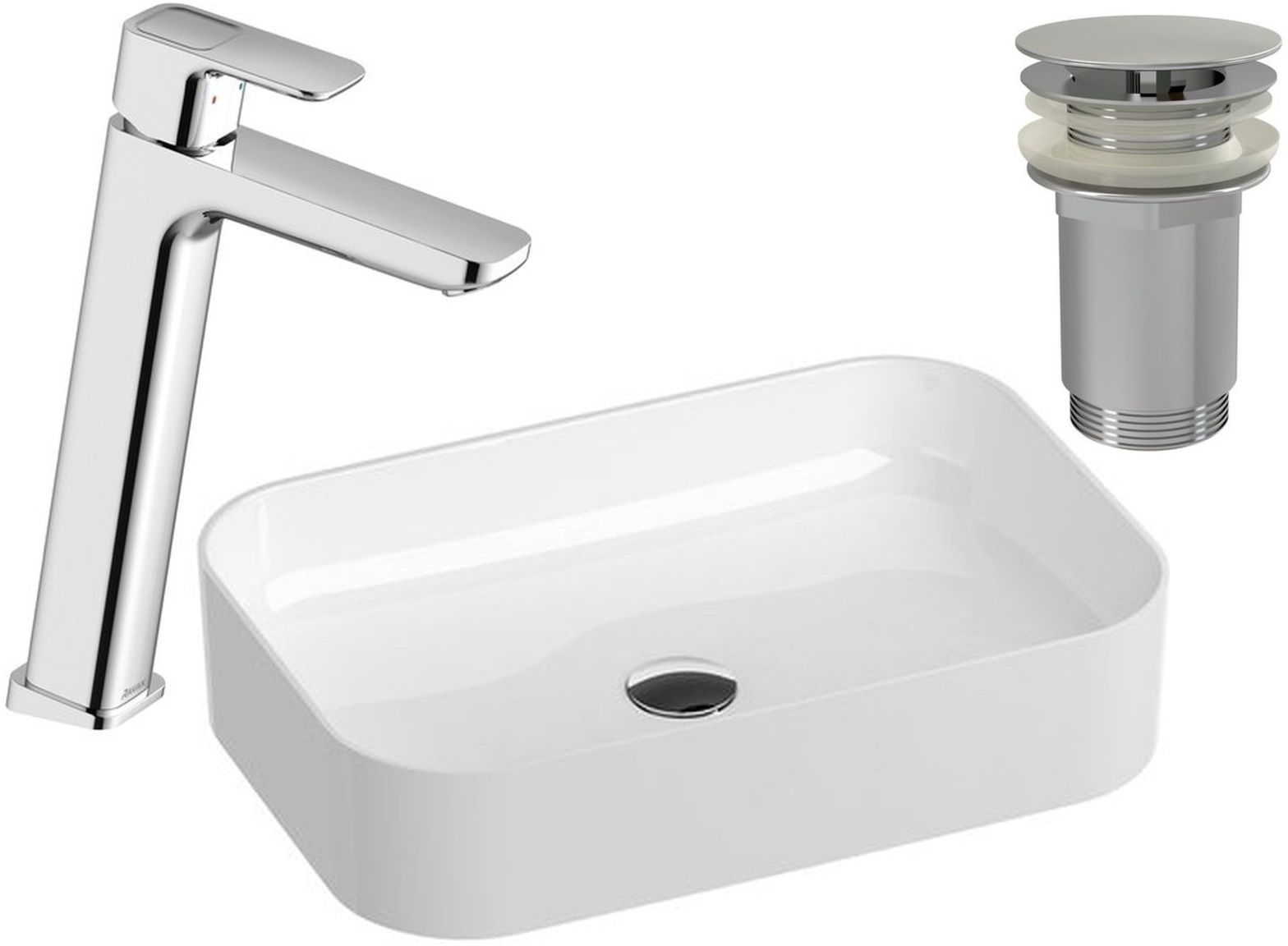 Set rubinetto per lavabo Ravak 10° X070091, lavabo Ravak Ceramic XJX01155002, X01439