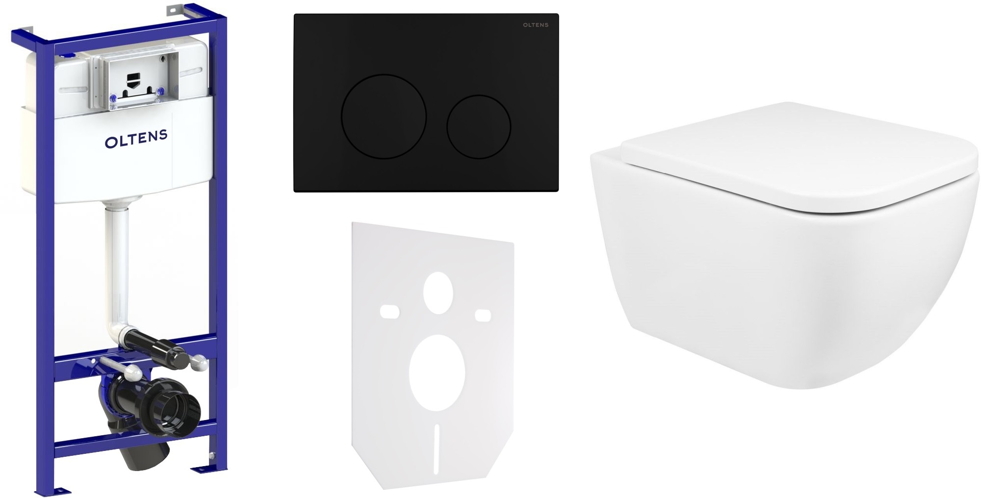 Set vaso WC Oltens Vernal 42502000, modulo di installazione Oltens Triberg 50001000, 45104000, 57104300, 49301000