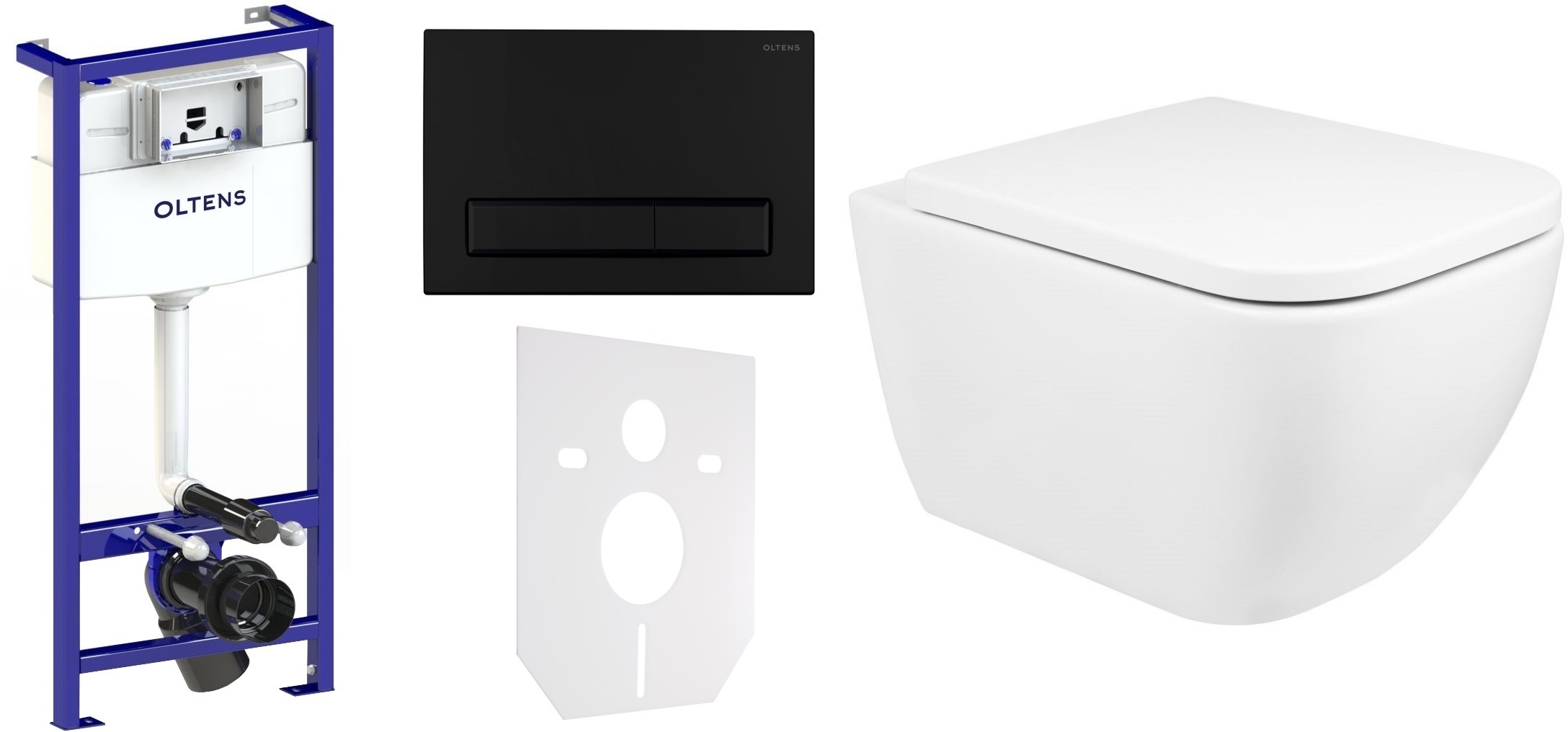 Set vaso WC Oltens Vernal 42502000, modulo di installazione Oltens Triberg 50001000, 45104000, 57103300, 49301000