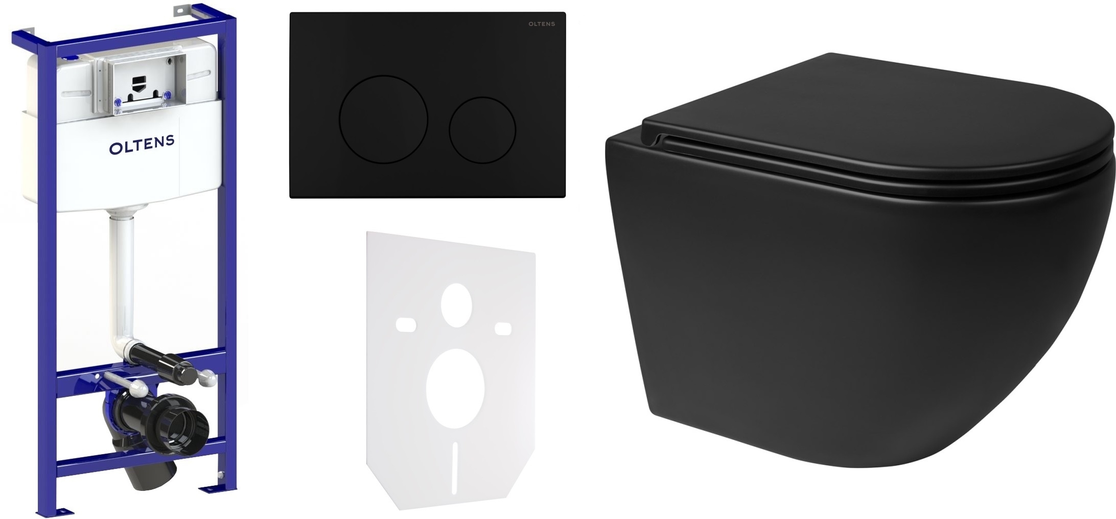 Set vaso WC Oltens Hamnes 42513300, modulo di installazione Oltens Triberg 50001000, 45100300, 57104300, 49301000